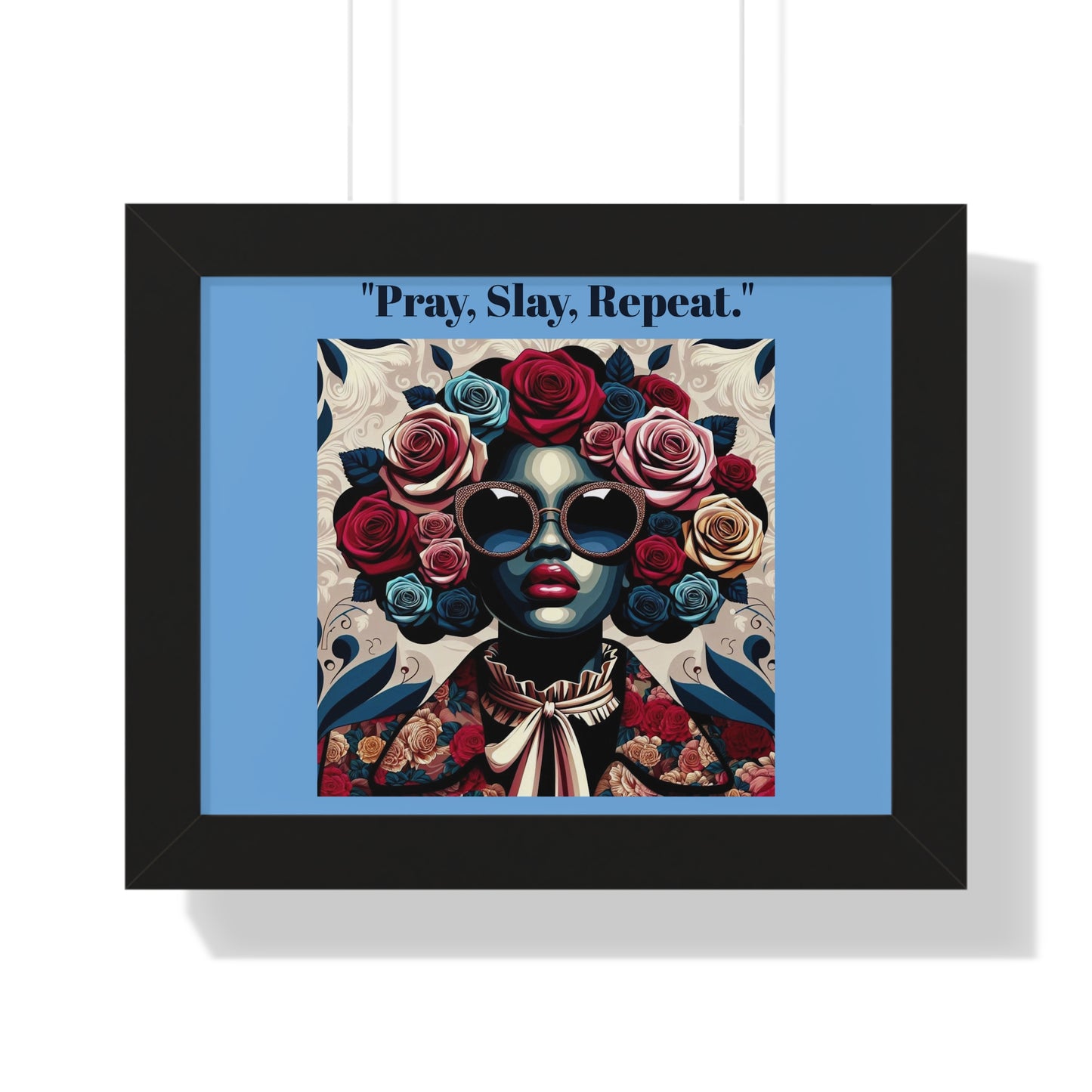 Empowering Art Print – "Pray, Slay, Repeat" Framed Poster for Inspirational Home Decor