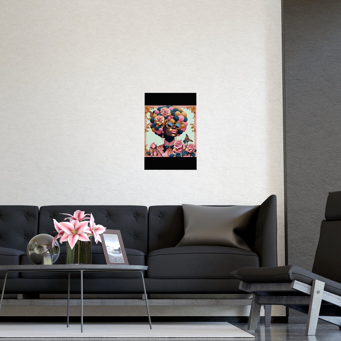 Vibrant Matte Art Posters, Wall Decor for Home, Boho Wall Art, Afrocentric Decor, Unique Gifts for Her - Lady In Pink Baroque