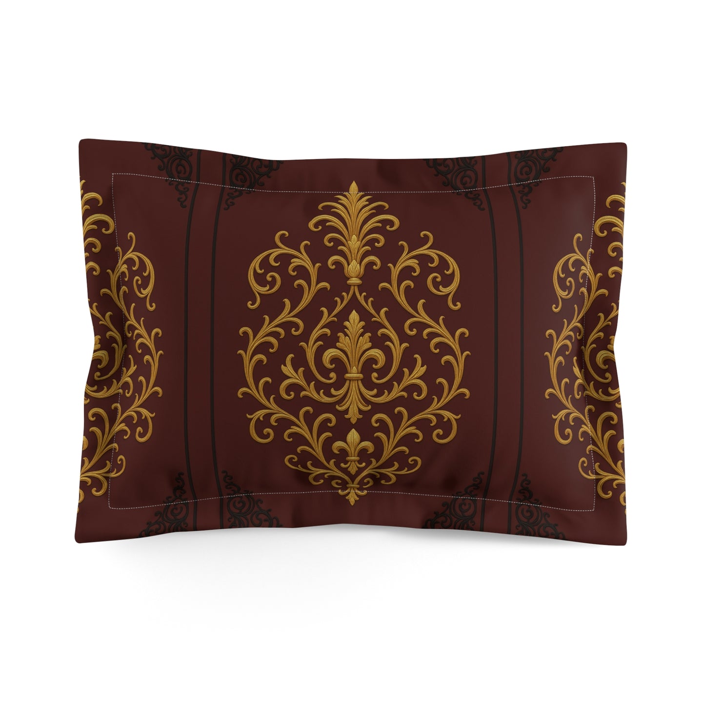 Dusk Burgundy-Black & Gold Baroque Victorian Pillow Sham — Burgundy & Gold Decorative Pillowcase