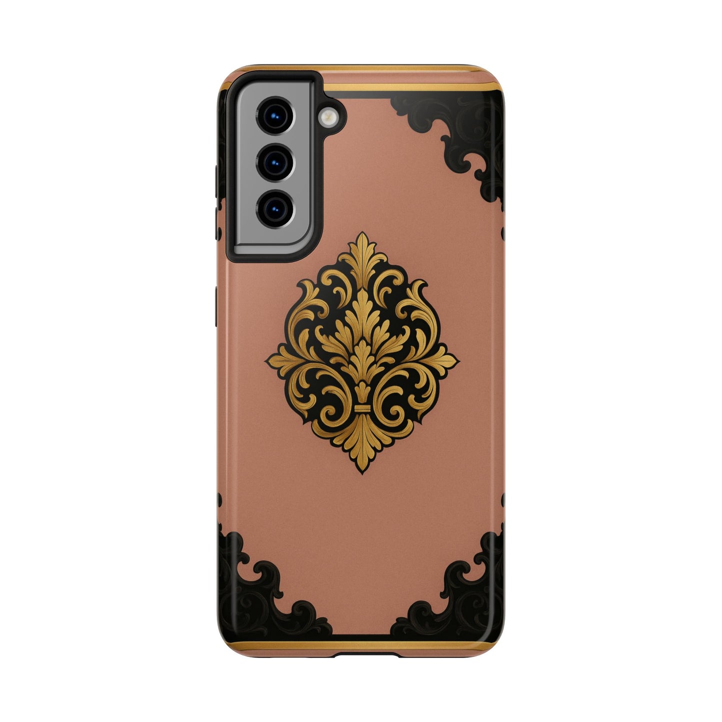 Mauve & Black-Gold Baroque Tough Phone Case — Ornate Protective iPhone Cover