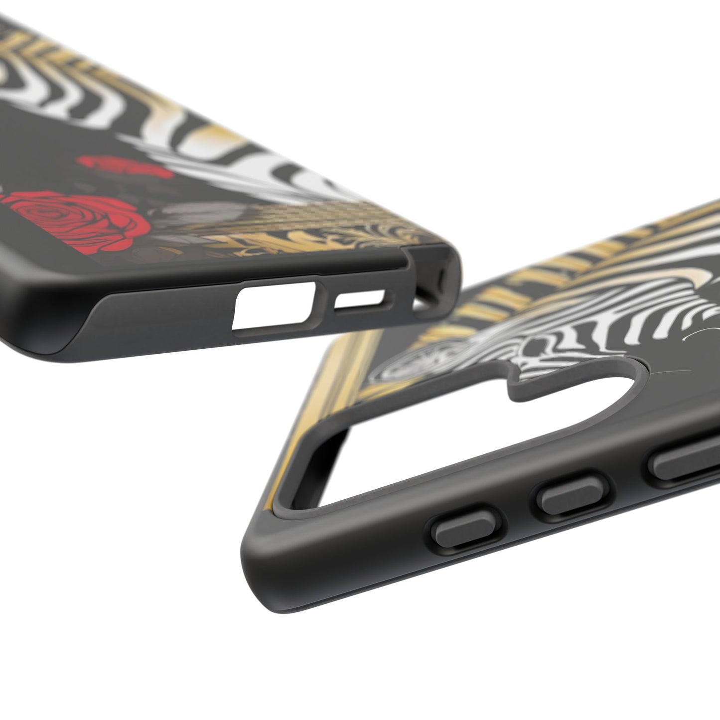 Phone Case - Elegant Zebra & Roses Design