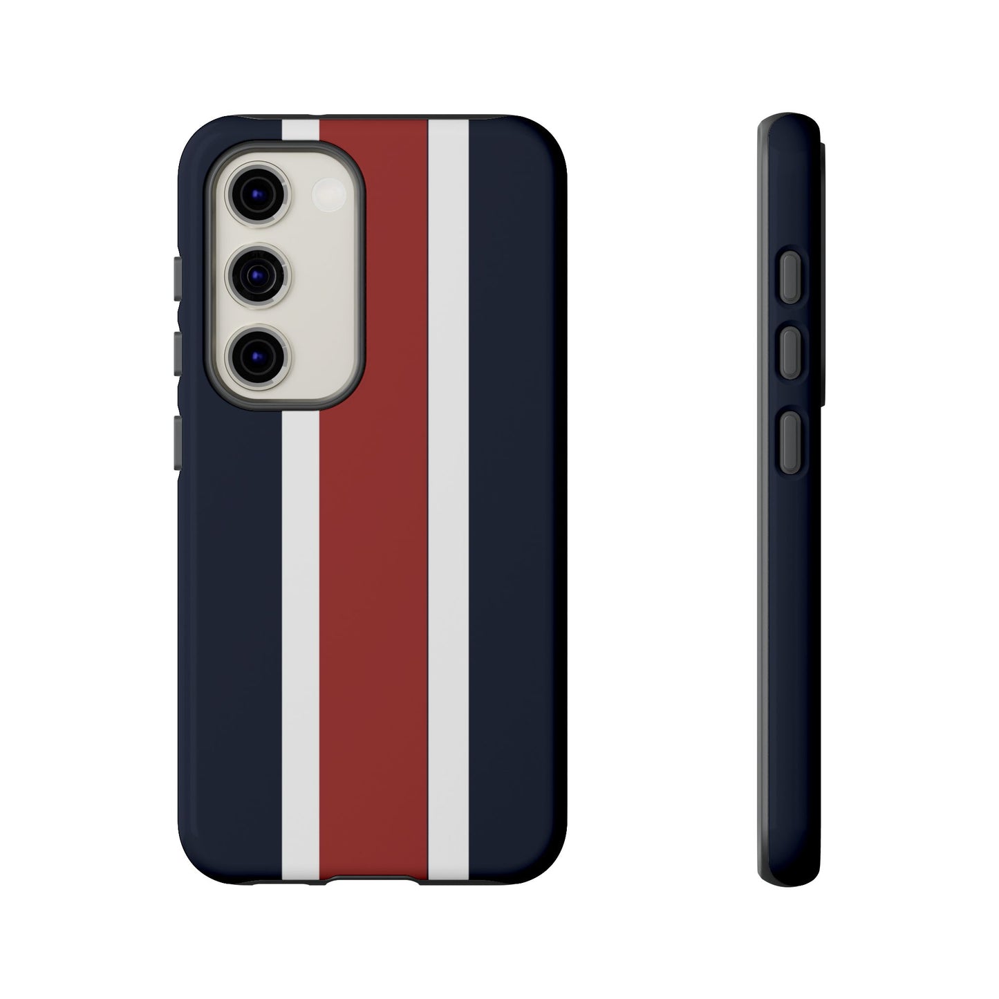 Lunar Midnight & Red-White Striped Stylish Phone Case - Tough Cases, Custom iPhone Cover, Sleek Phone Accessories, Gifts for Him/Her