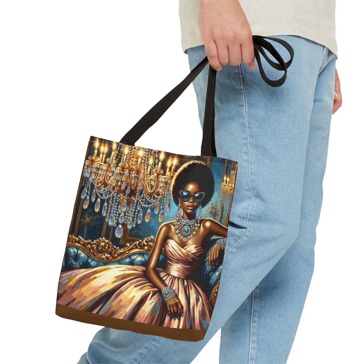 Elegant Fashion Tote Bag, Chic Handbag for Women, Stylish Shopping Bag, Glamorous Gift for Her, Art Tote - Elegant Lady & Chandelier