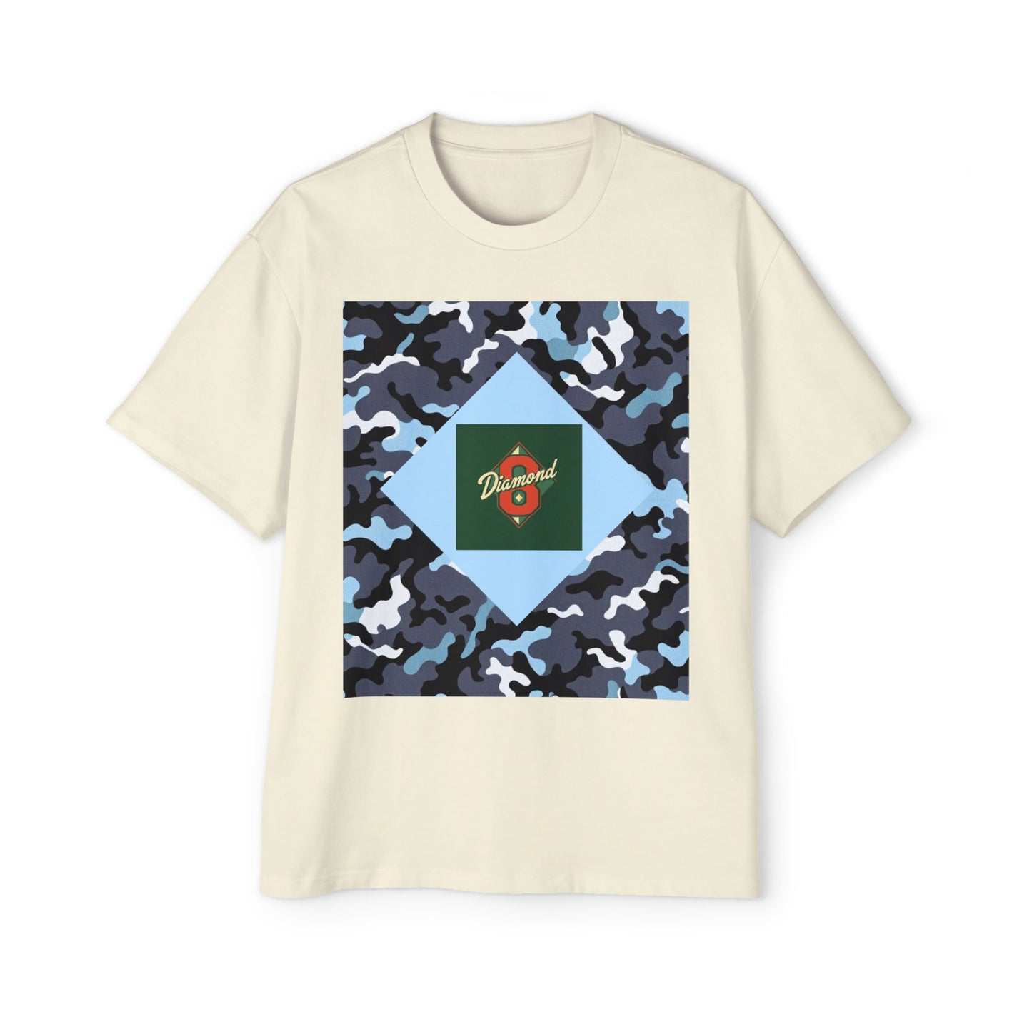 Men's Oversized Camo Tee, Casual Streetwear, Graphic T-Shirt, Trendy Outfit, Gift for Him, Relaxed Fit Top - Camo & Diamond 8