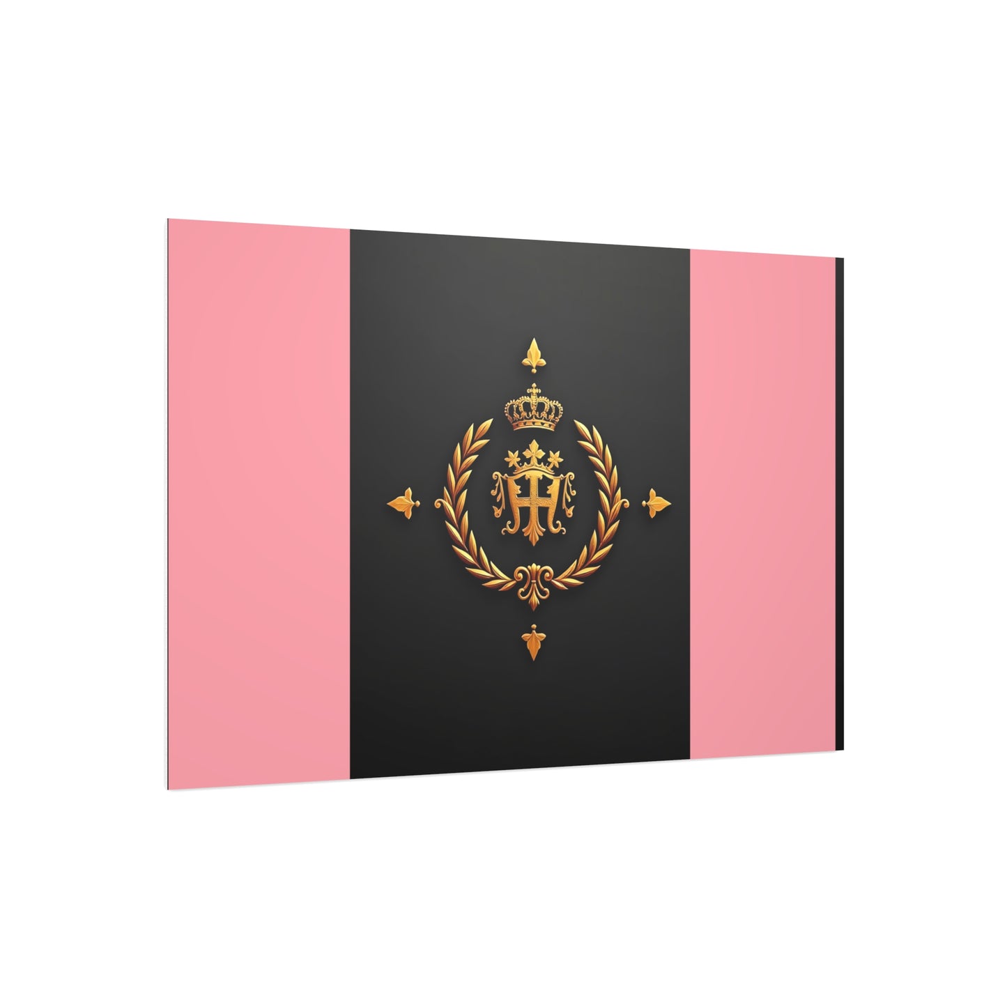 Elegant Wall Art Foam Board, Luxurious Home Decor, Modern Design Display, Stylish Room Accent, Office Decor, Unique Gift - Pink Striped Gold Crest