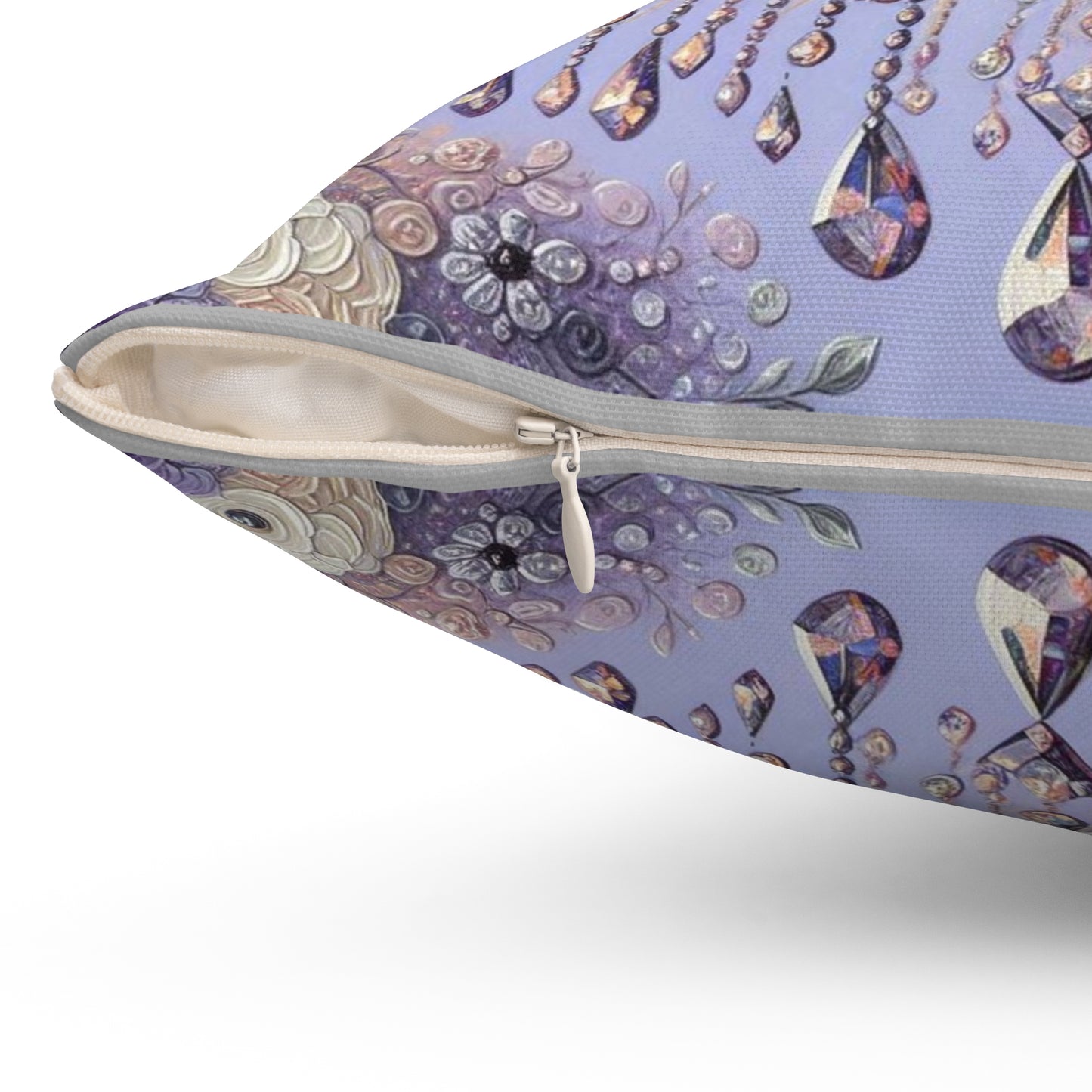 Elegant Chandelier Pillow, Home Decor, Cozy Living Room Accent, Floral Cushion - Lilac Jeweled Chandelier