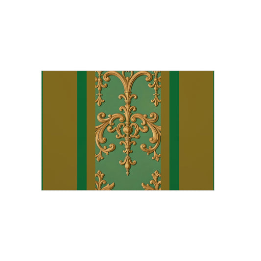 Luxurious Decorative Foam Board Art, Wall Decor, Home Styling, Gallery Wall, Rustic Vintage Decor, Centerpiece Display - Olive Green Striped Rococo