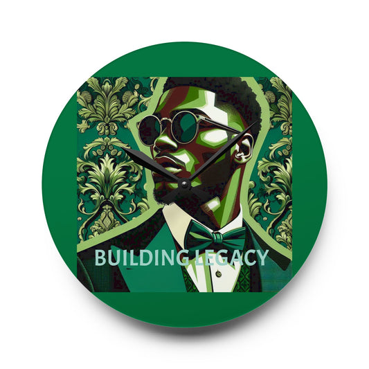 Elegant Acrylic Wall Clock - 'Building Legacy' Art, Home Decor, Gift, Modern Design, Inspirational Wall Art - Round