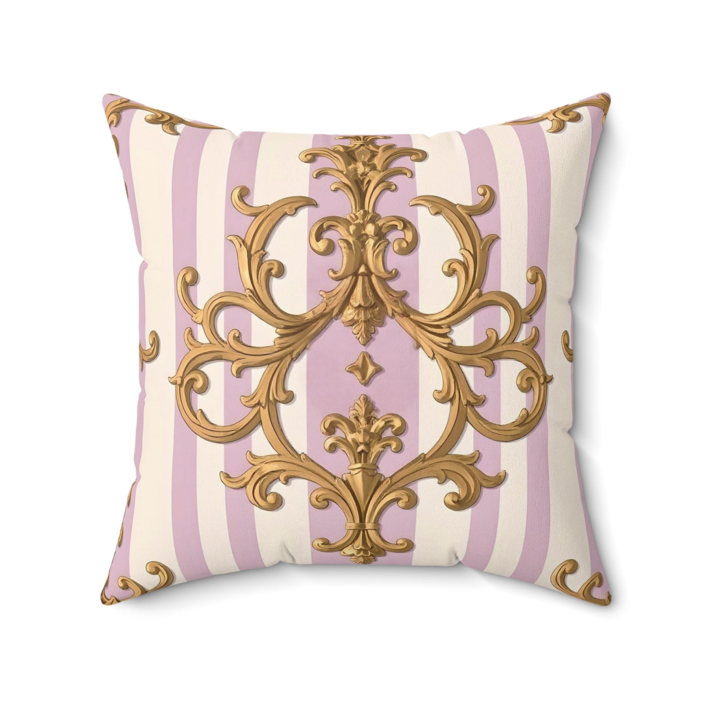 Elegant Decorative Pillow, Luxurious Home Decor, Shabby Chic Accent Cushion, Gift for Hostess - Lilac & Alabaster Striped Gold Baroque