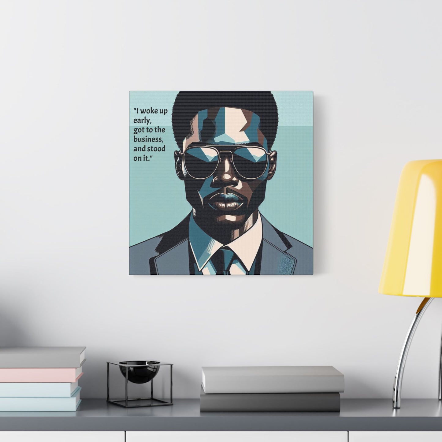 Afro Art Print Canvas, Wall Decor, Satin Stretched Canvas, African American Art, Office Decor, Home Decor - "I woke up early"