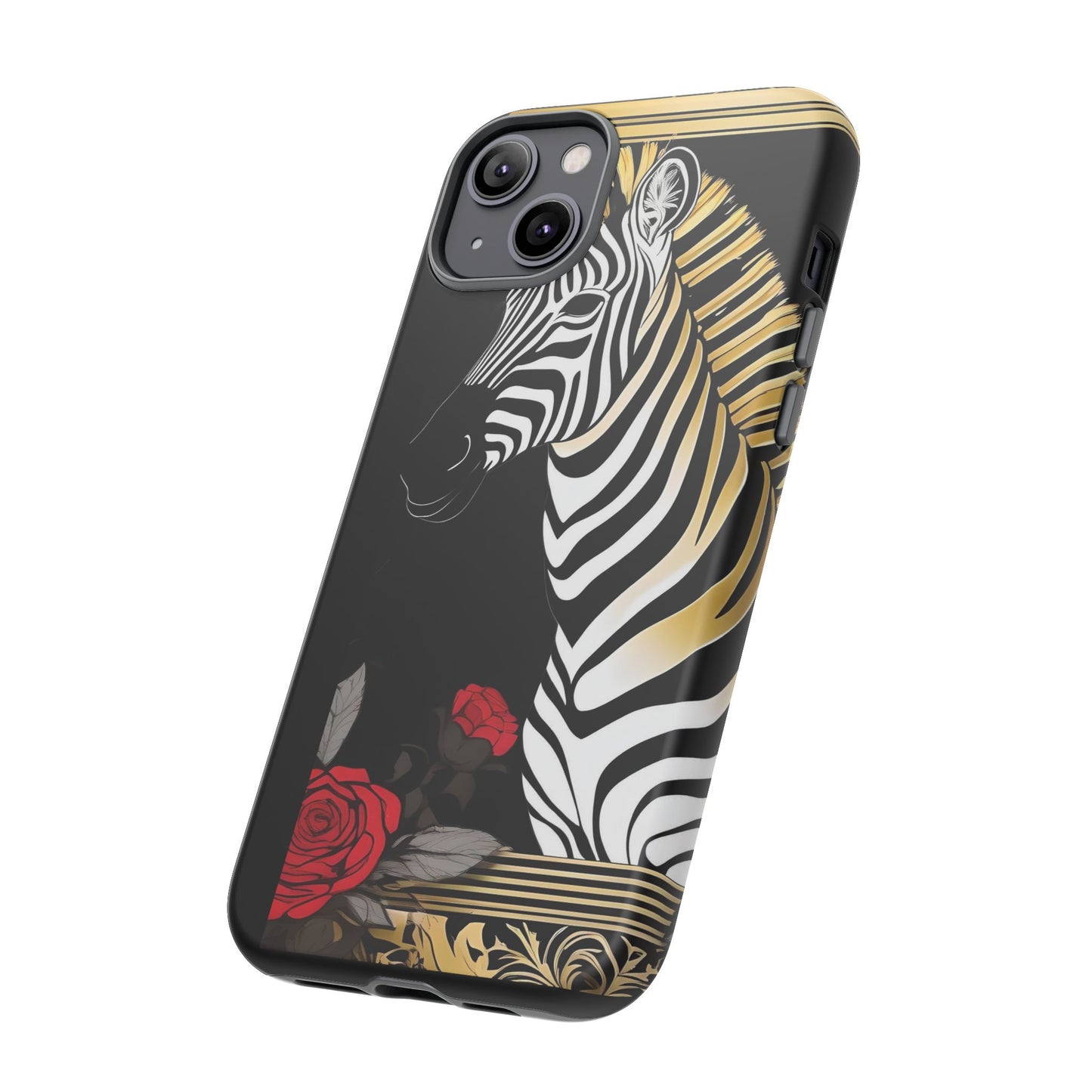 Phone Case - Elegant Zebra & Roses Design
