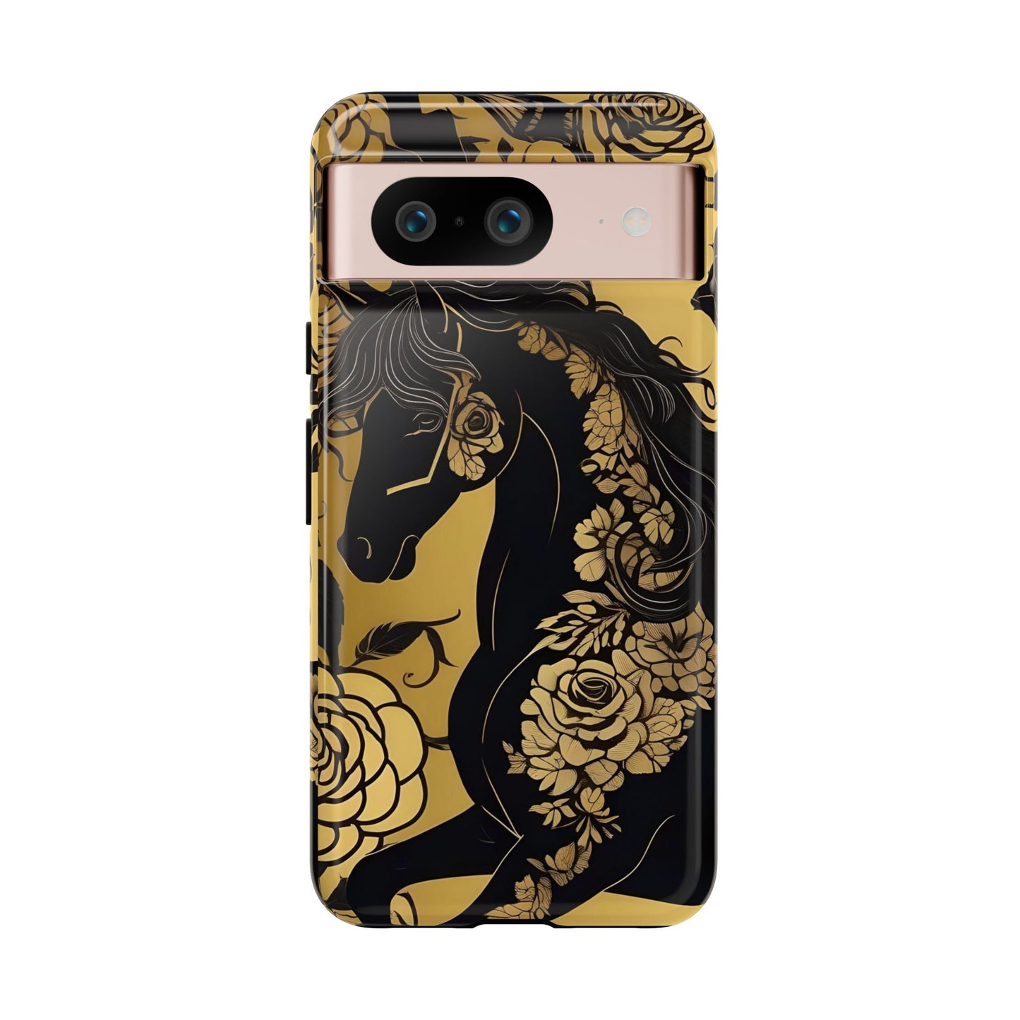 Phone Case - Elegant Horse & Roses Design