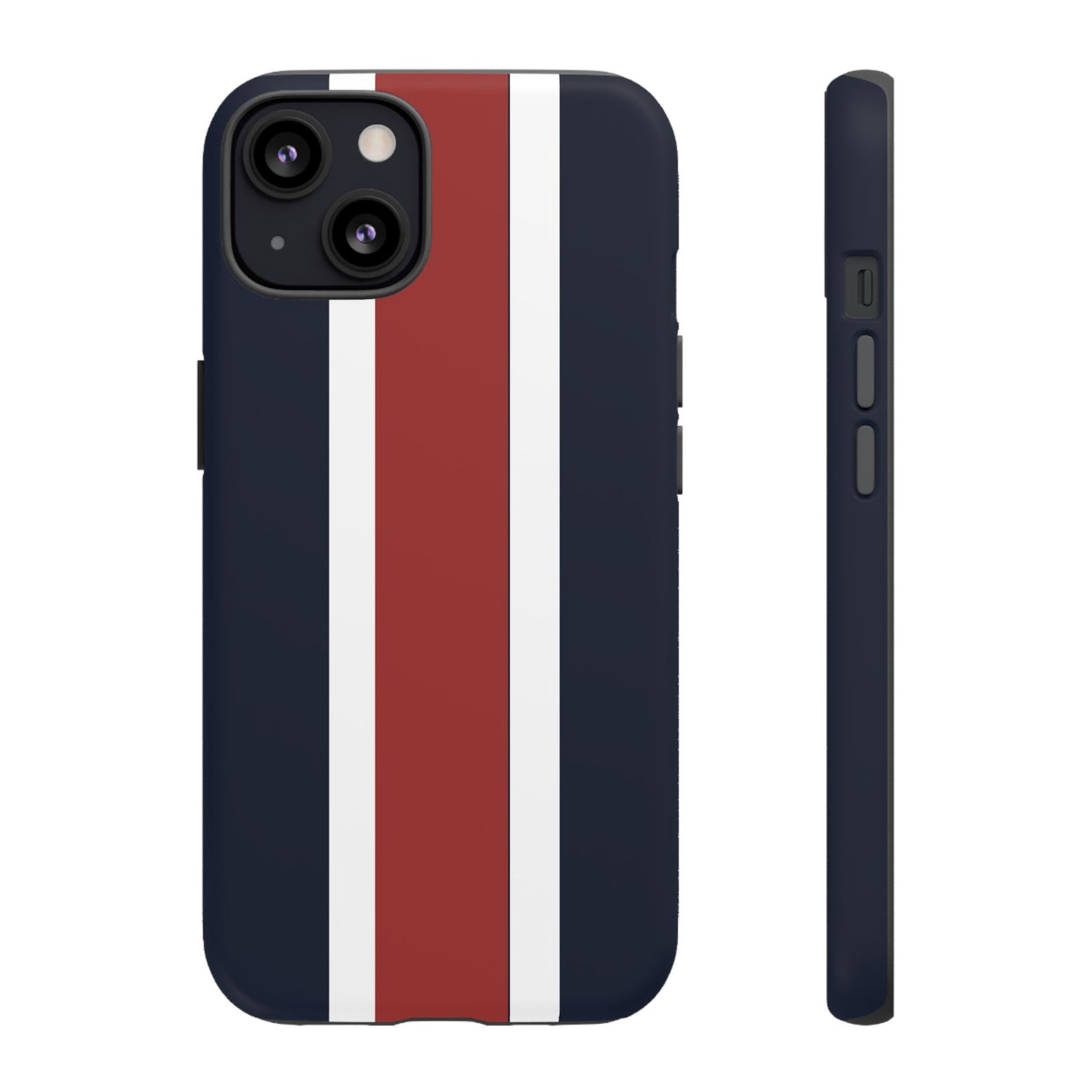 Lunar Midnight & Red-White Striped Stylish Phone Case - Tough Cases, Custom iPhone Cover, Sleek Phone Accessories, Gifts for Him/Her