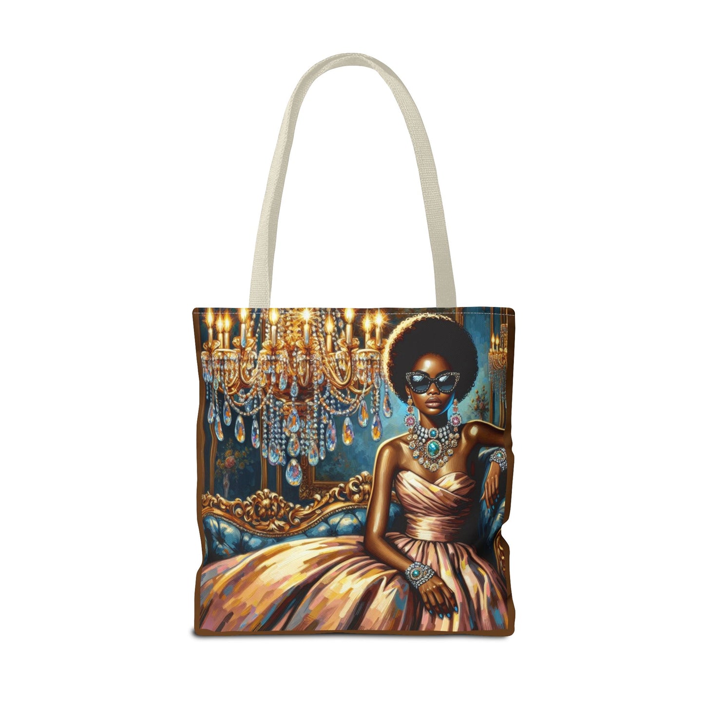 Elegant Fashion Tote Bag, Chic Handbag for Women, Stylish Shopping Bag, Glamorous Gift for Her, Art Tote - Elegant Lady & Chandelier