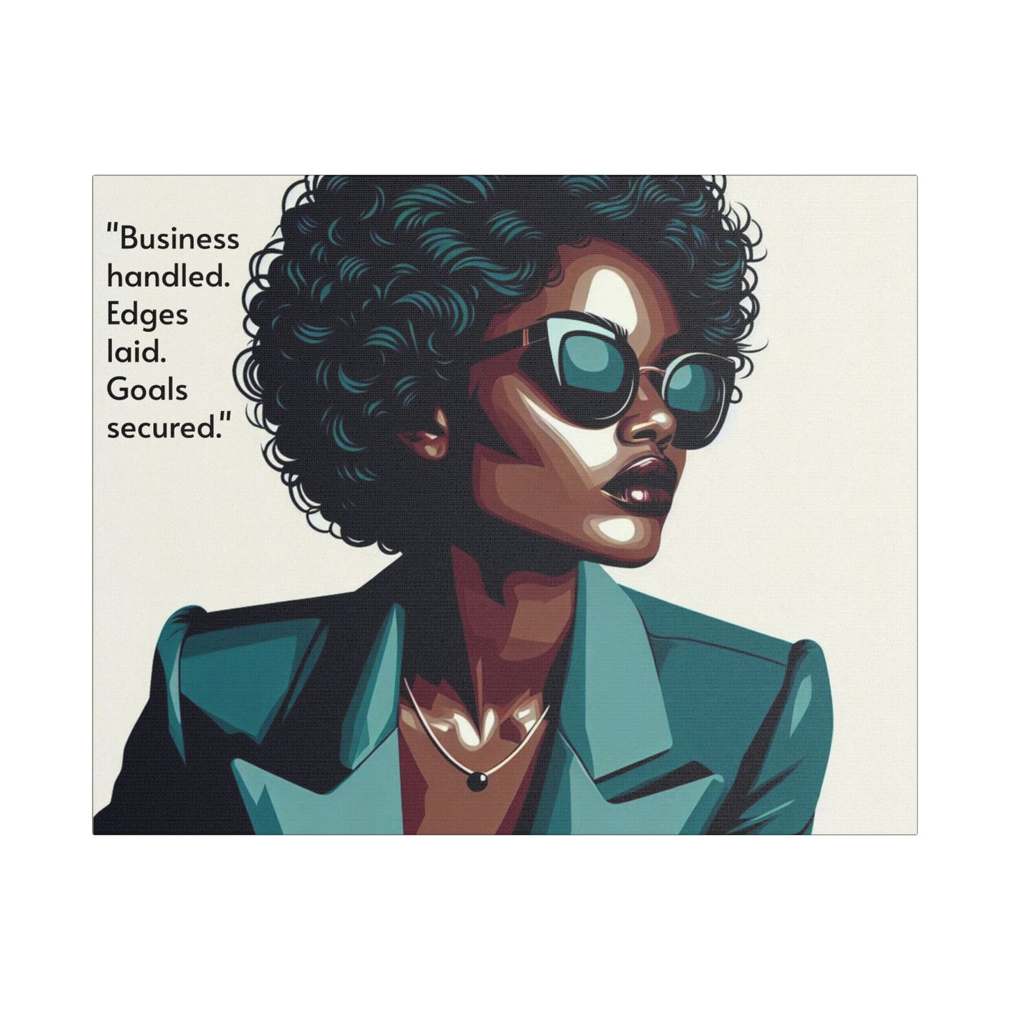 Afro Art Print Canvas, Wall Decor, Satin Stretched Canvas, African American Art, Office Decor, Home Decor - "Business handled."