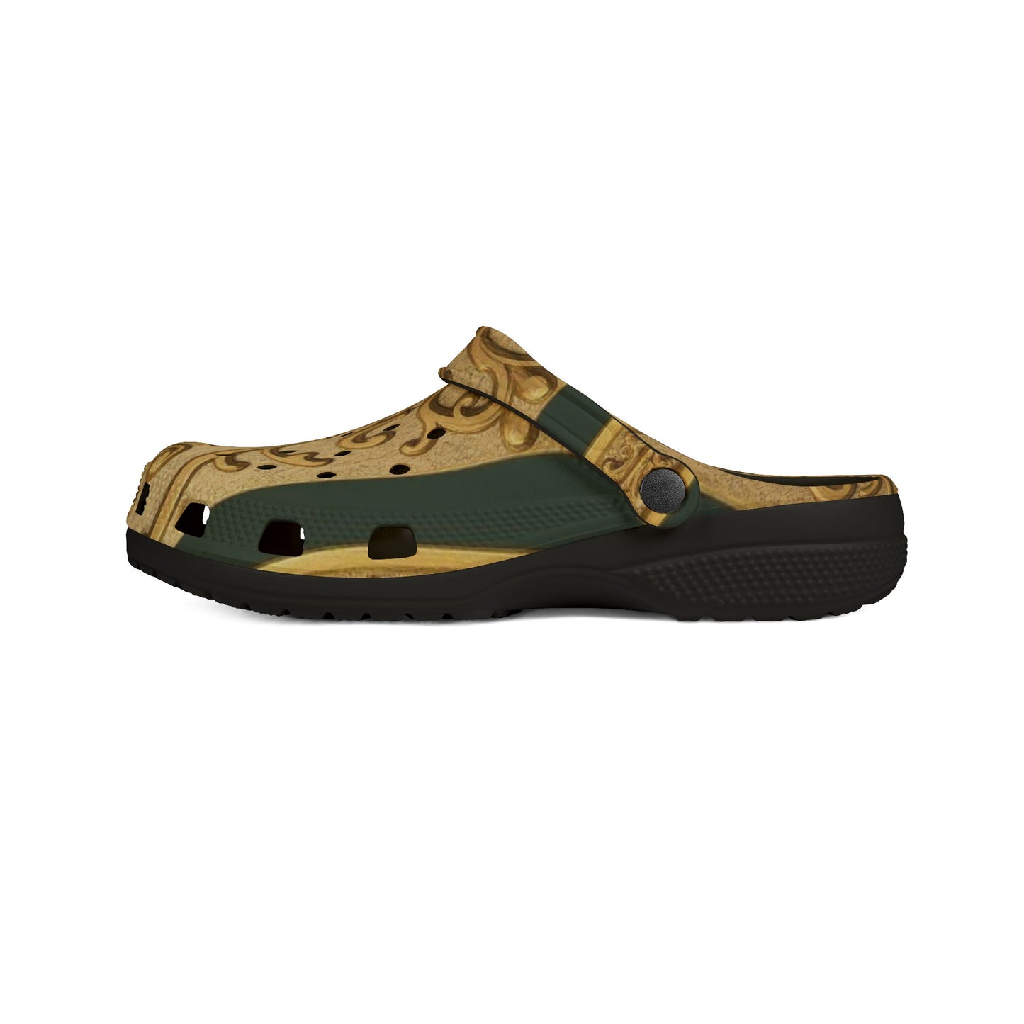 Elegant Teal Striped Gold Baroque Patterned EVA Foam Clogs, Comfortable Garden Shoes, Lightweight Slip-Ons for Everyday Wear, Unique House Slippers, Fashionable [...]
