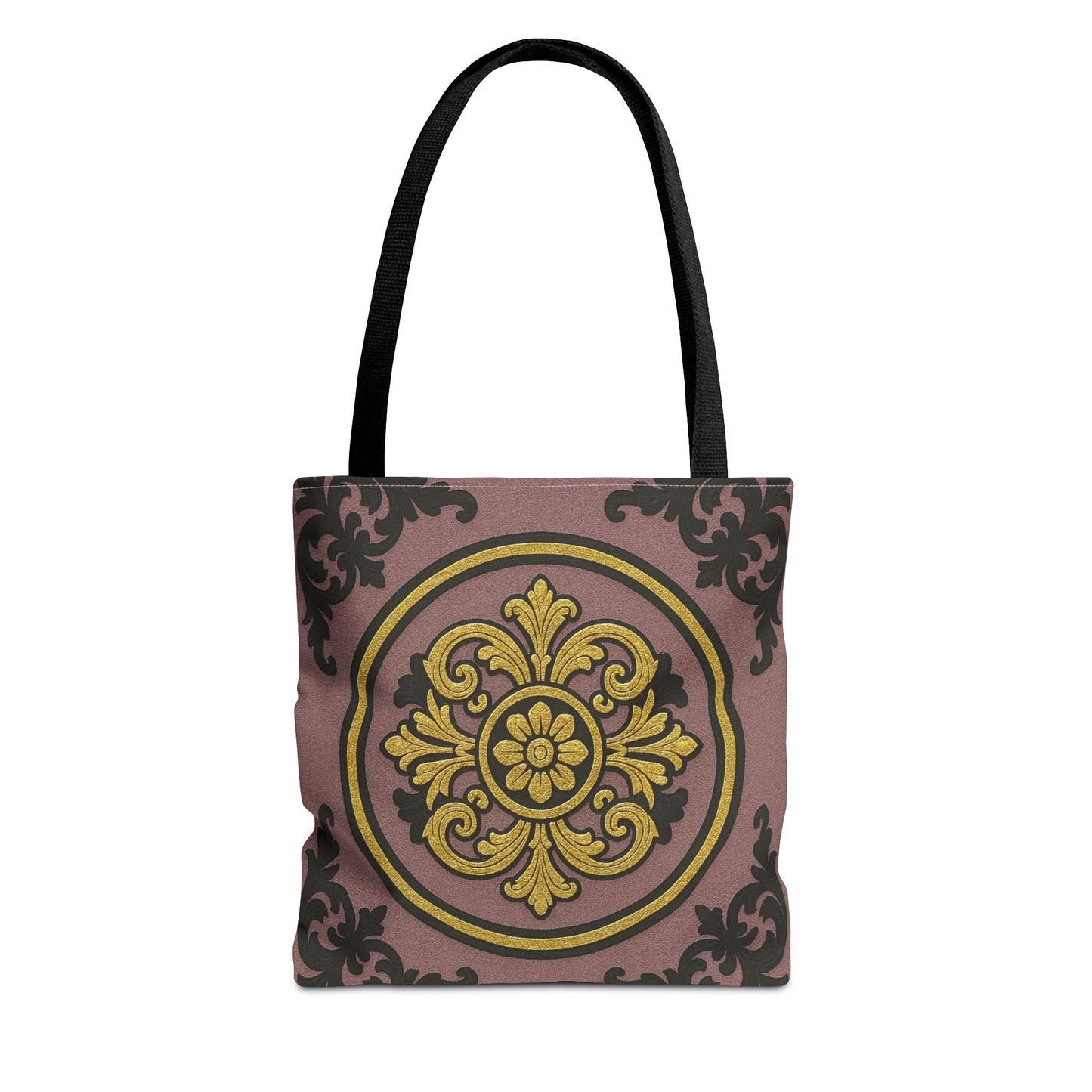 Elegant Gilded Mauve With Gold-Black Baroque Print Tote Bag, Reusable Shopping Tote, Gift for Her, Weekend Bag, Eco-Friendly Handbag
