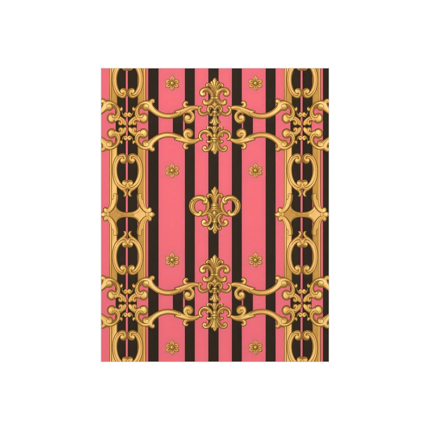 Elegant Decorative Foam Board - Chic Wall Decor, Glam Home Art, Stylish Backdrop, Gift for Her - Pink & Black Striped Gold Baroque