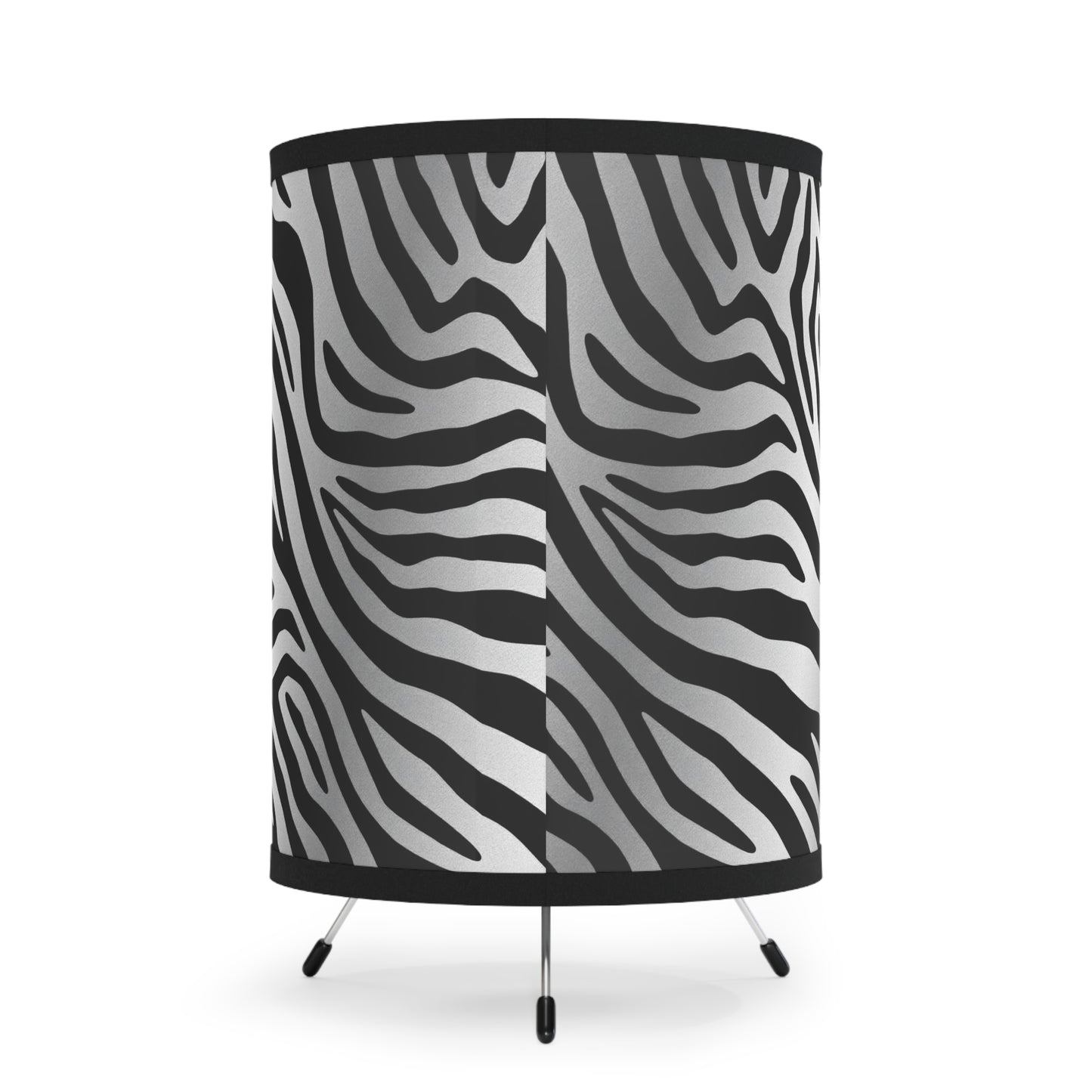 Zebra Print Tripod Lamp - Modern Home Decor with High-Res Shades - Silver