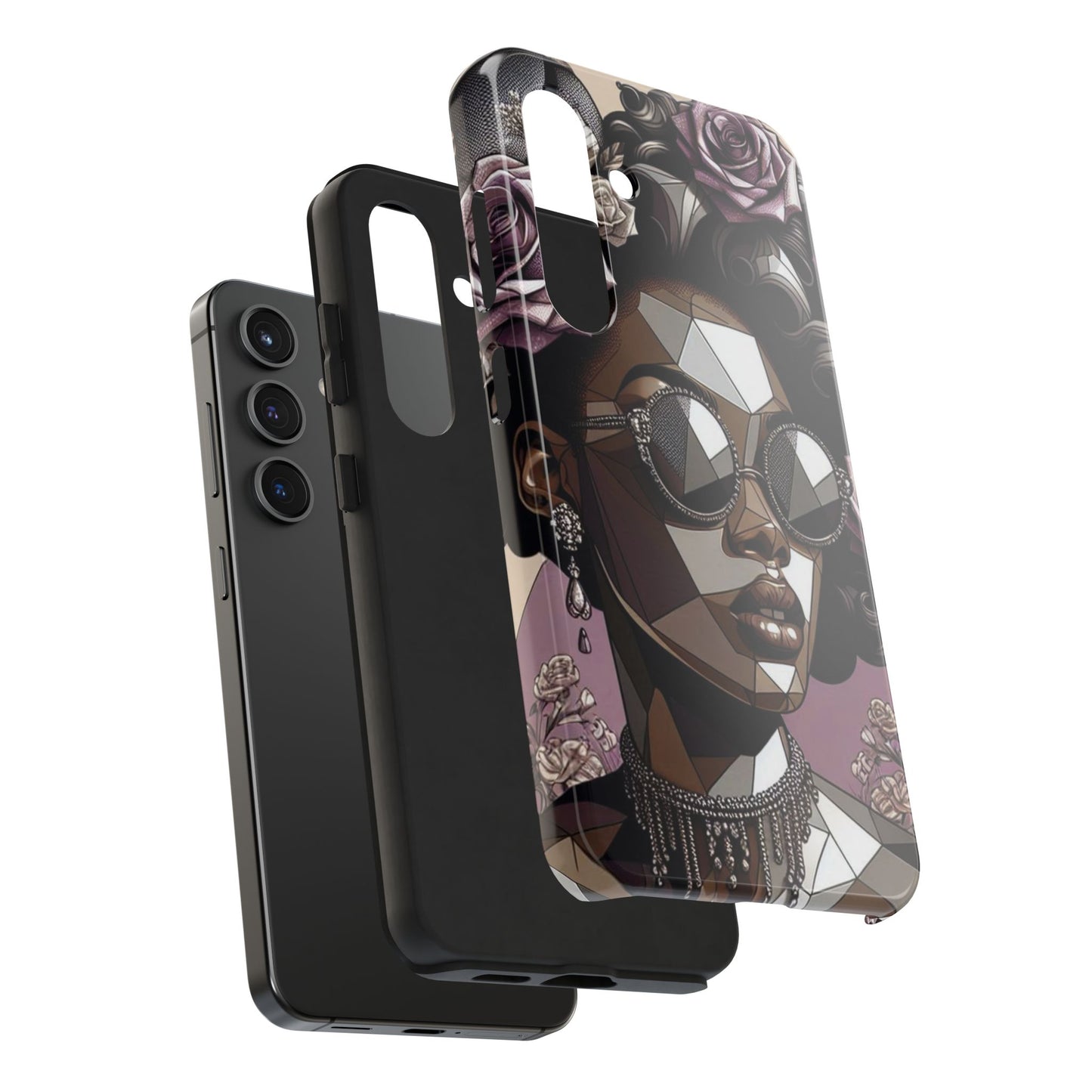 Chic Geometric Phone Case, Stylish Tough Case for Women, Unique Gift, Floral Design, Modern Accessories for Everyday Use - Lilac Baroque Lady