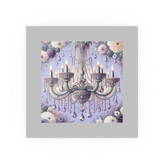 Elegant Floral Chandelier Poster, Art Print for Home Decor, Gift for Art Lovers, Wall Art for Living Room, Birthday Gift Idea - Lilac Jeweled Chandelier