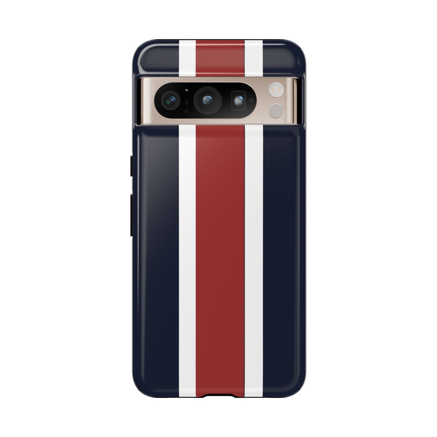 Lunar Midnight & Red-White Striped Stylish Phone Case - Tough Cases, Custom iPhone Cover, Sleek Phone Accessories, Gifts for Him/Her