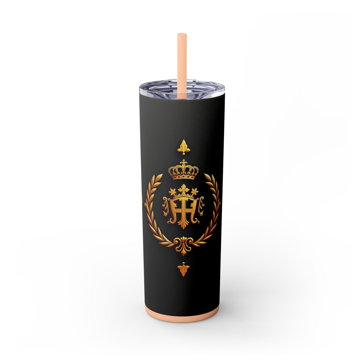 Elegant Gold Crown Skinny Tumbler with Straw, 20oz - Stylish Drinkware for Every Occasion, Royal Inspired, Ideal Gift for Her - Gold Crest