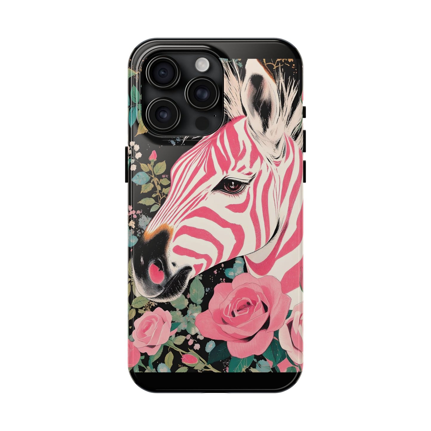 Pink Zebra Tough Phone Case - Trendy Floral Design for Animal Lovers