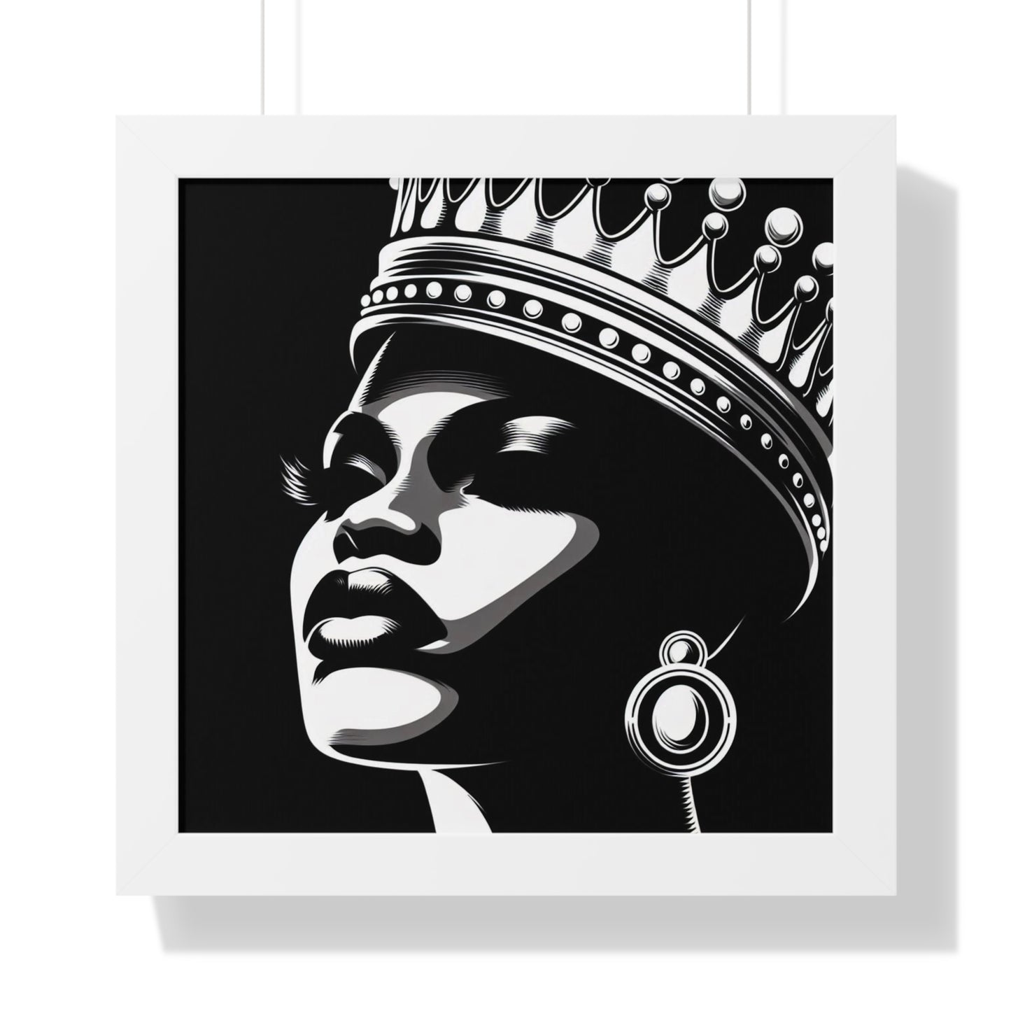 Elegant Crowned Queen Wall Art, Framed Vertical Poster, Home Decor, Modern Wall Art, Gift for Her, Inspirational Art