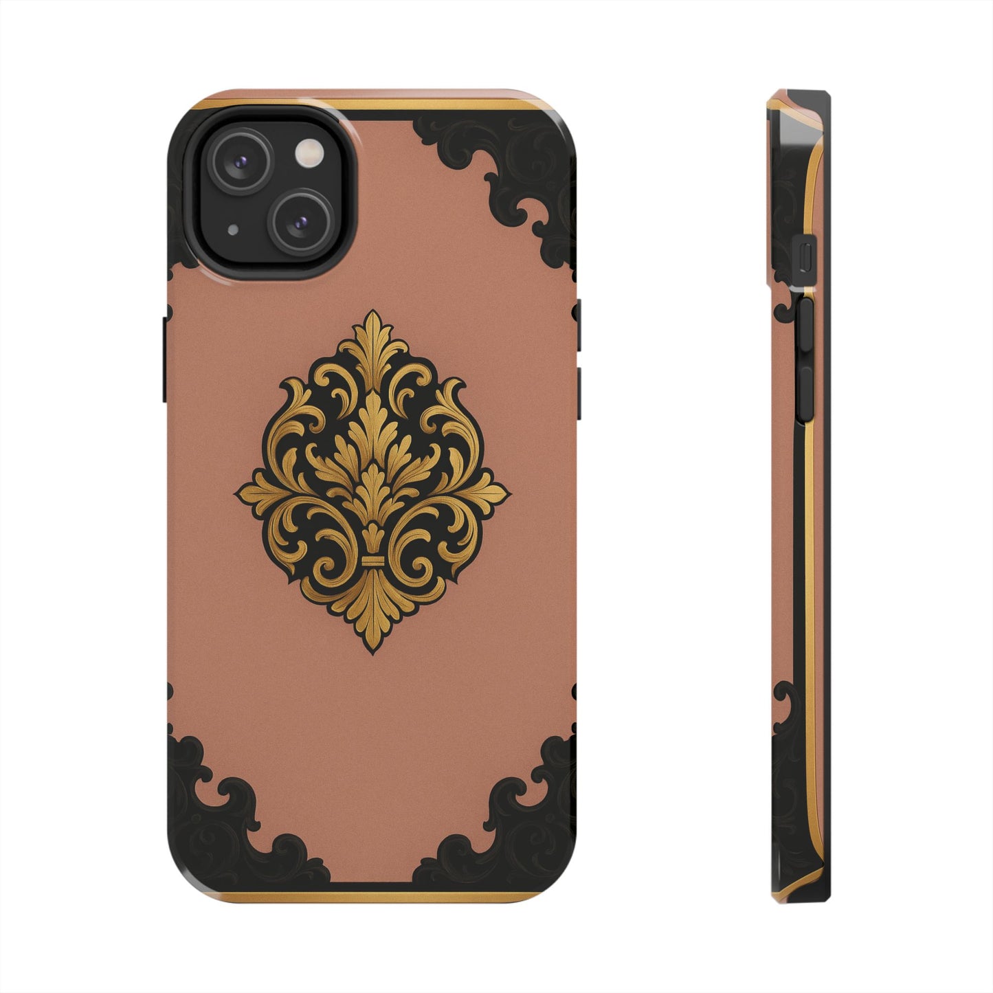 Mauve & Black-Gold Baroque Tough Phone Case — Ornate Protective iPhone Cover