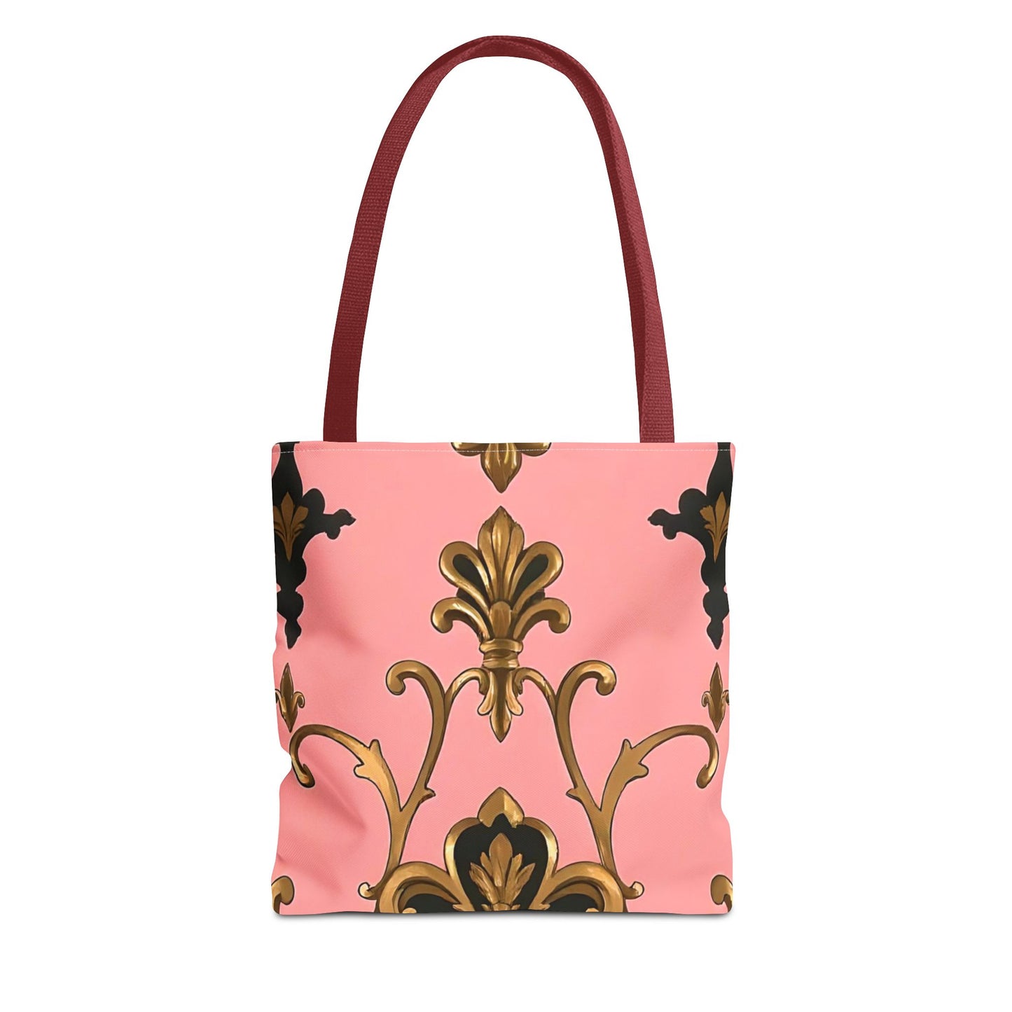 Elegant Patterned Tote Bag - Chic Carry-All for Everyday Use, Fashion Accessory - Pink, Black & Gold Rococo
