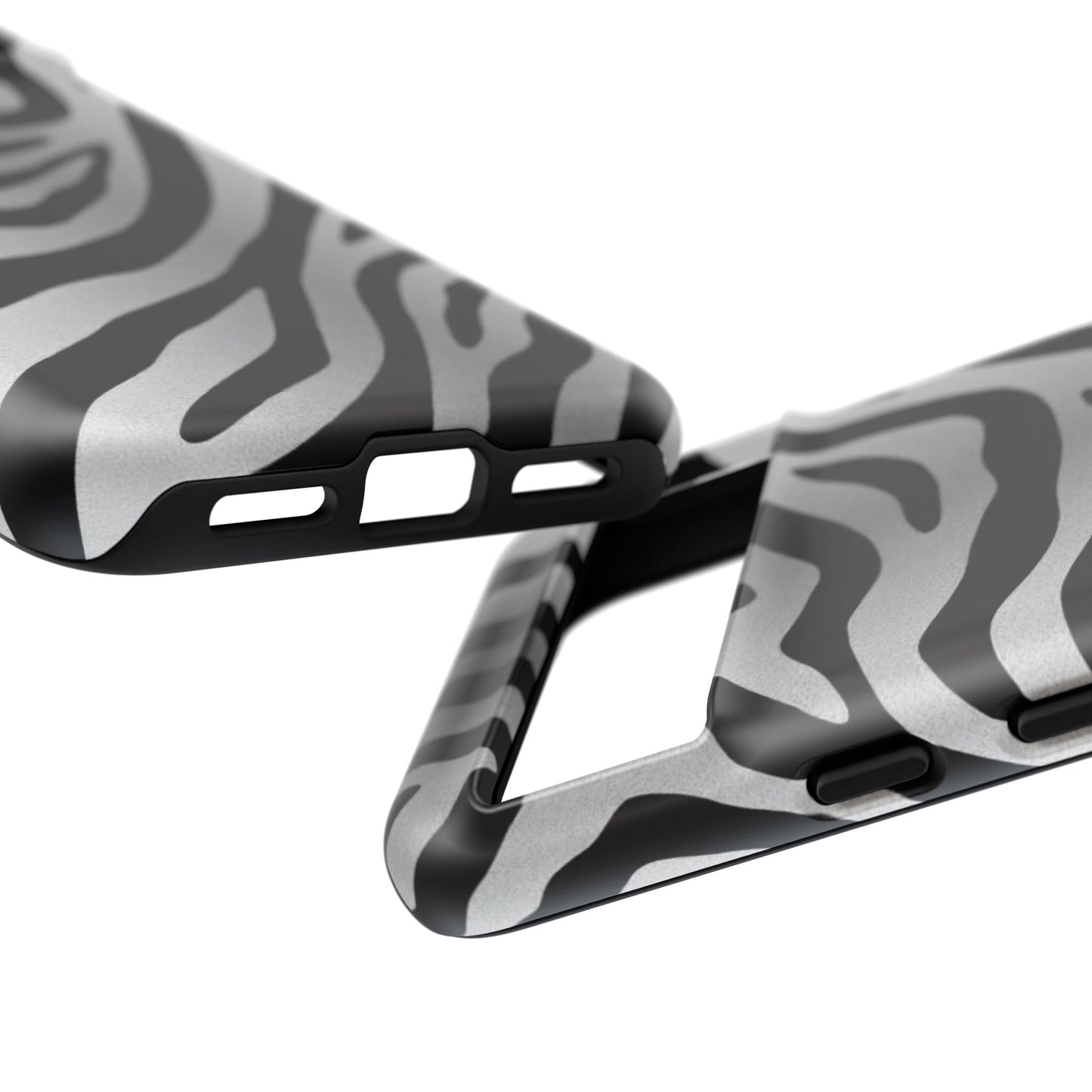 Zebra Print Tough Phone Case - Silver