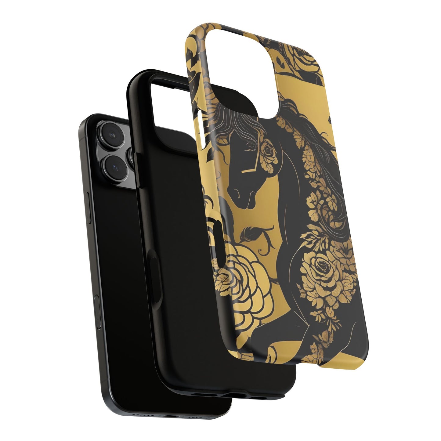Phone Case - Elegant Horse & Roses Design