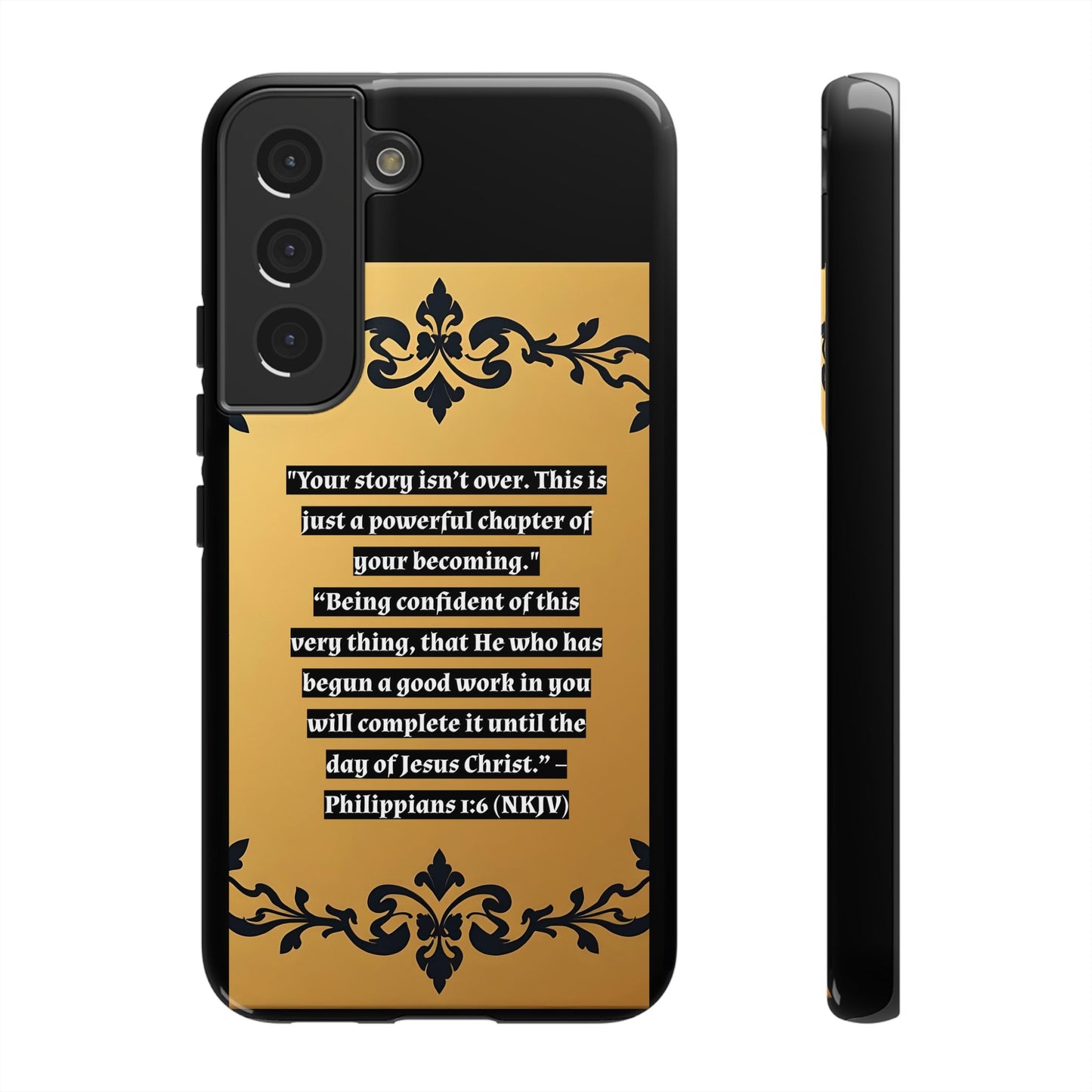 Elegant Floral Motif Phone Case - Tough Cases with Vintage Design - "Your story isn't over"
