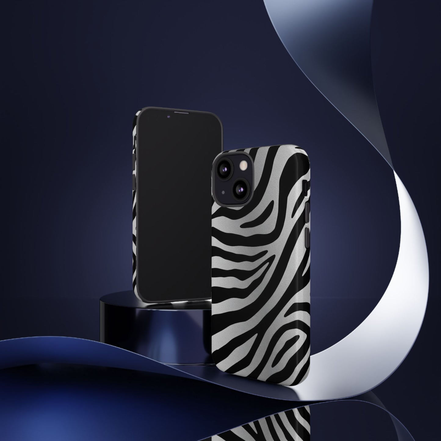 Zebra Print Tough Phone Case - Silver