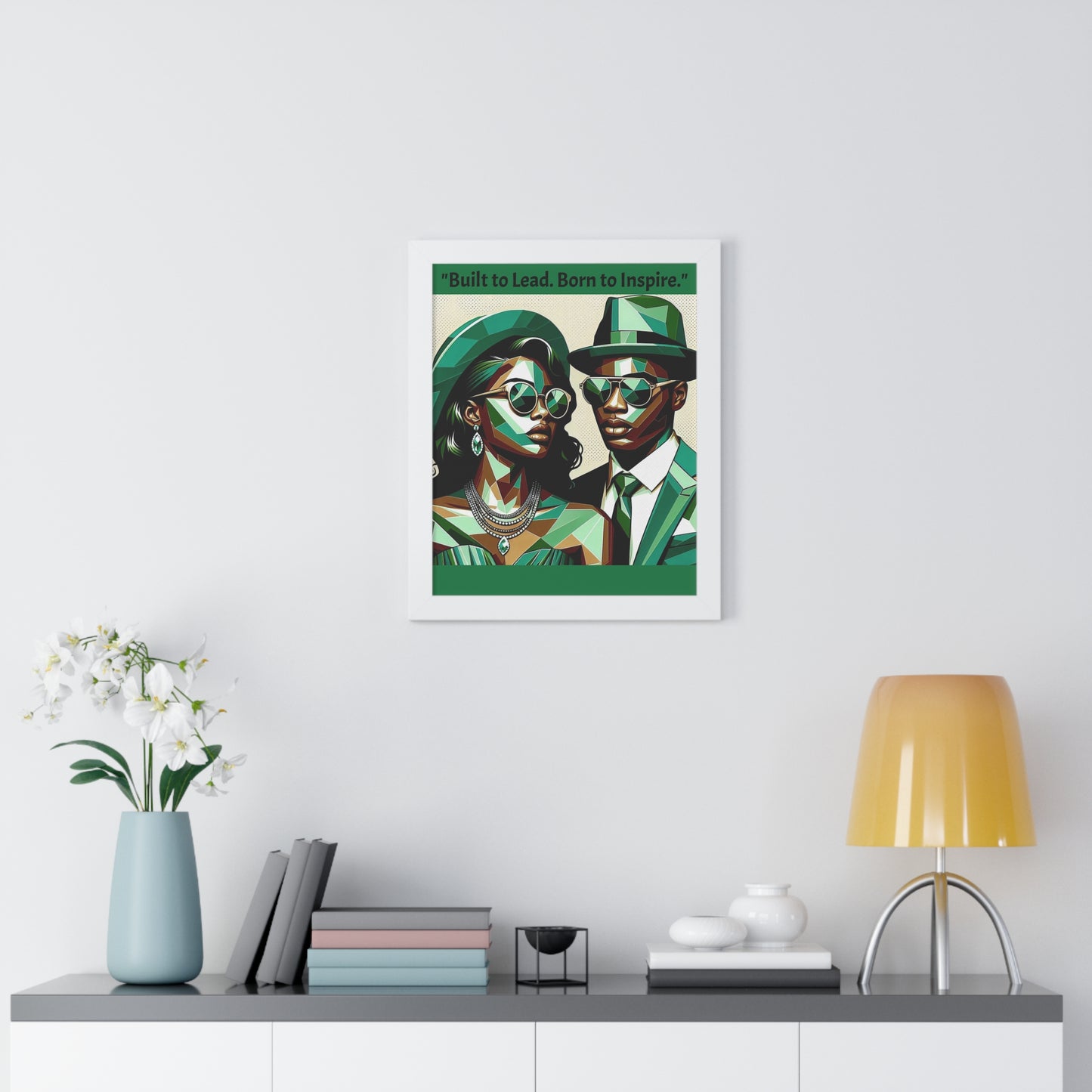 Stylish Framed Vertical Poster - Modern Art for Home Decor - "Built to Lead. Born to Inspire."
