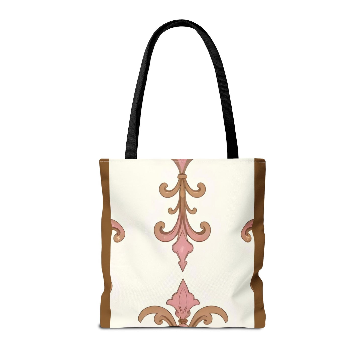 Elegant Floral Tote Bag - Perfect for Everyday Use, Shopping, Gifts, Summer Outings, and Special Occasions - Brown Striped Pink Arabesque