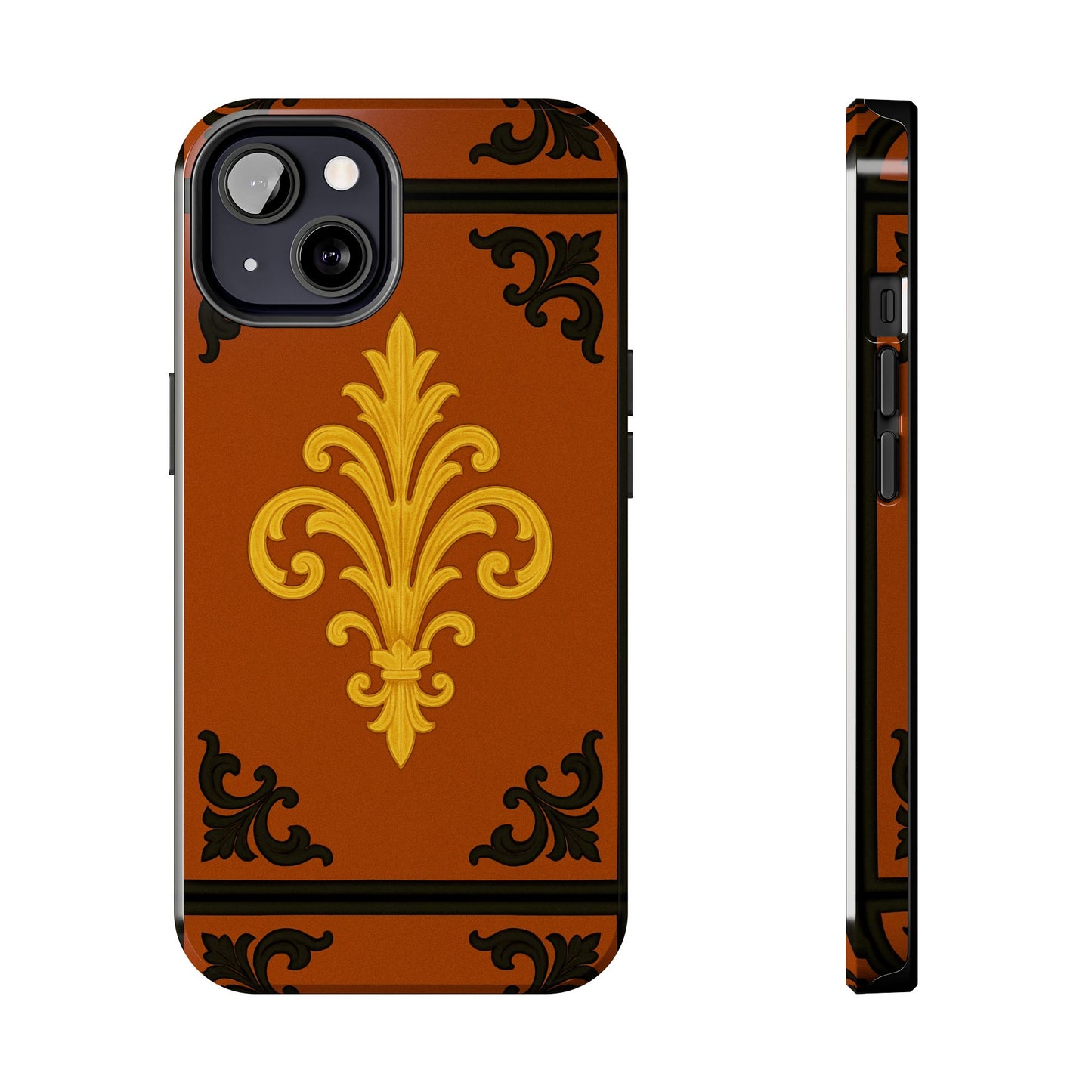 Dusk Terracotta Baroque Tough Phone Case — Vintage Baroque Design, Protective iPhone Cover