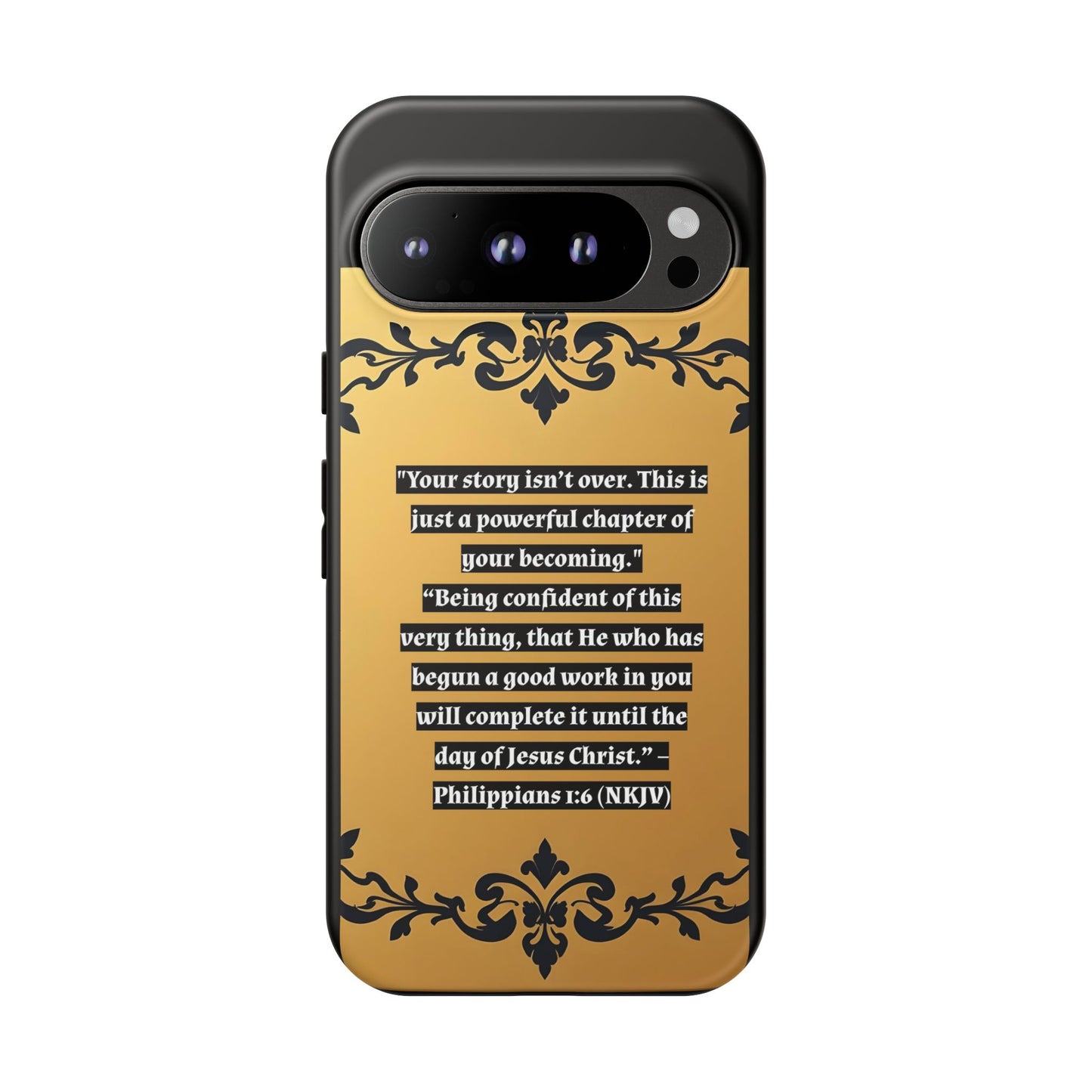 Elegant Floral Motif Phone Case - Tough Cases with Vintage Design - "Your story isn't over"