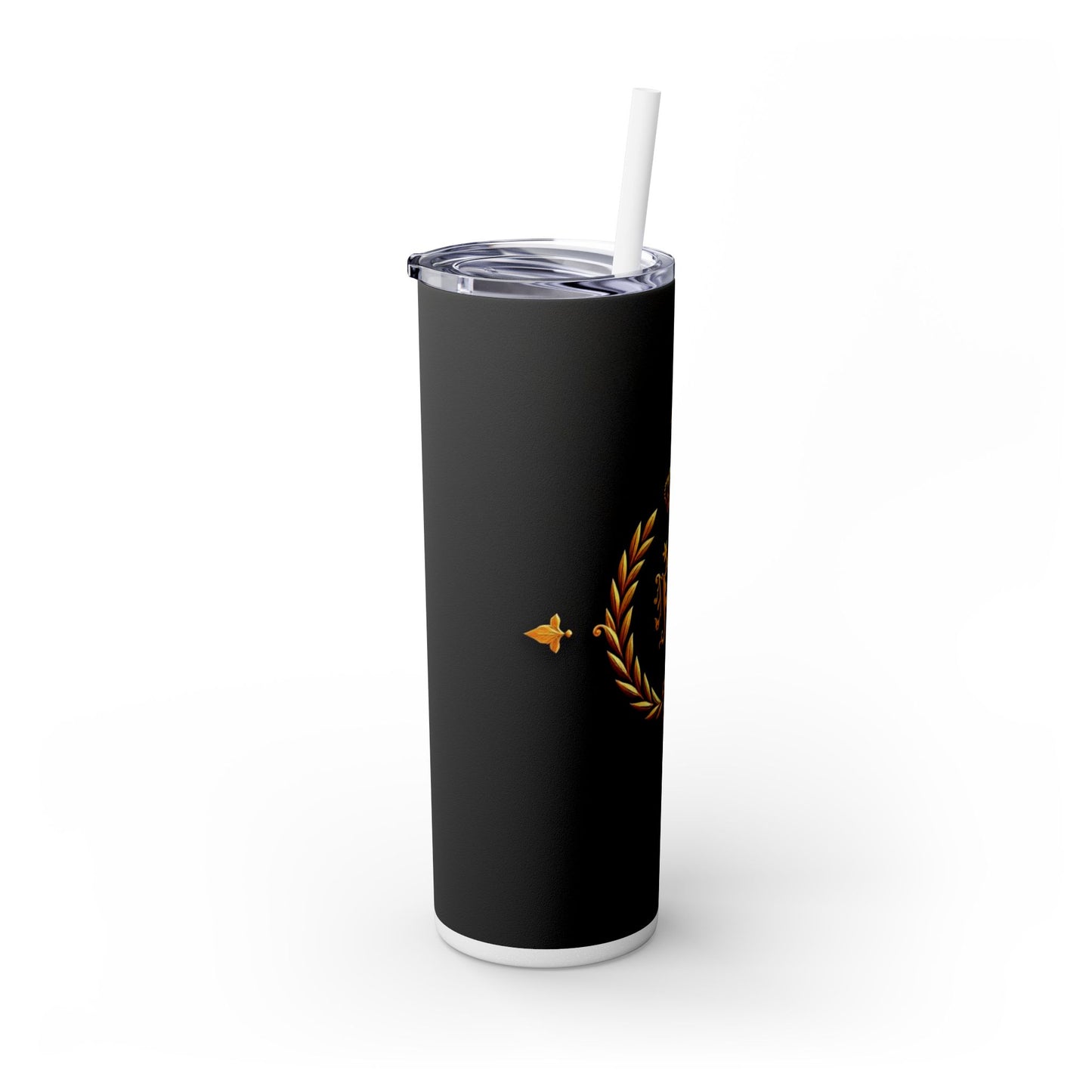 Elegant Gold Crown Skinny Tumbler with Straw, 20oz - Stylish Drinkware for Every Occasion, Royal Inspired, Ideal Gift for Her - Gold Crest