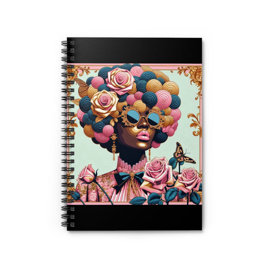 Artistic Spiral Notebook - Colorful Woman Design, Journal for Creativity, Gift for Friends, Stationery for School - Lady In Pink Baroque