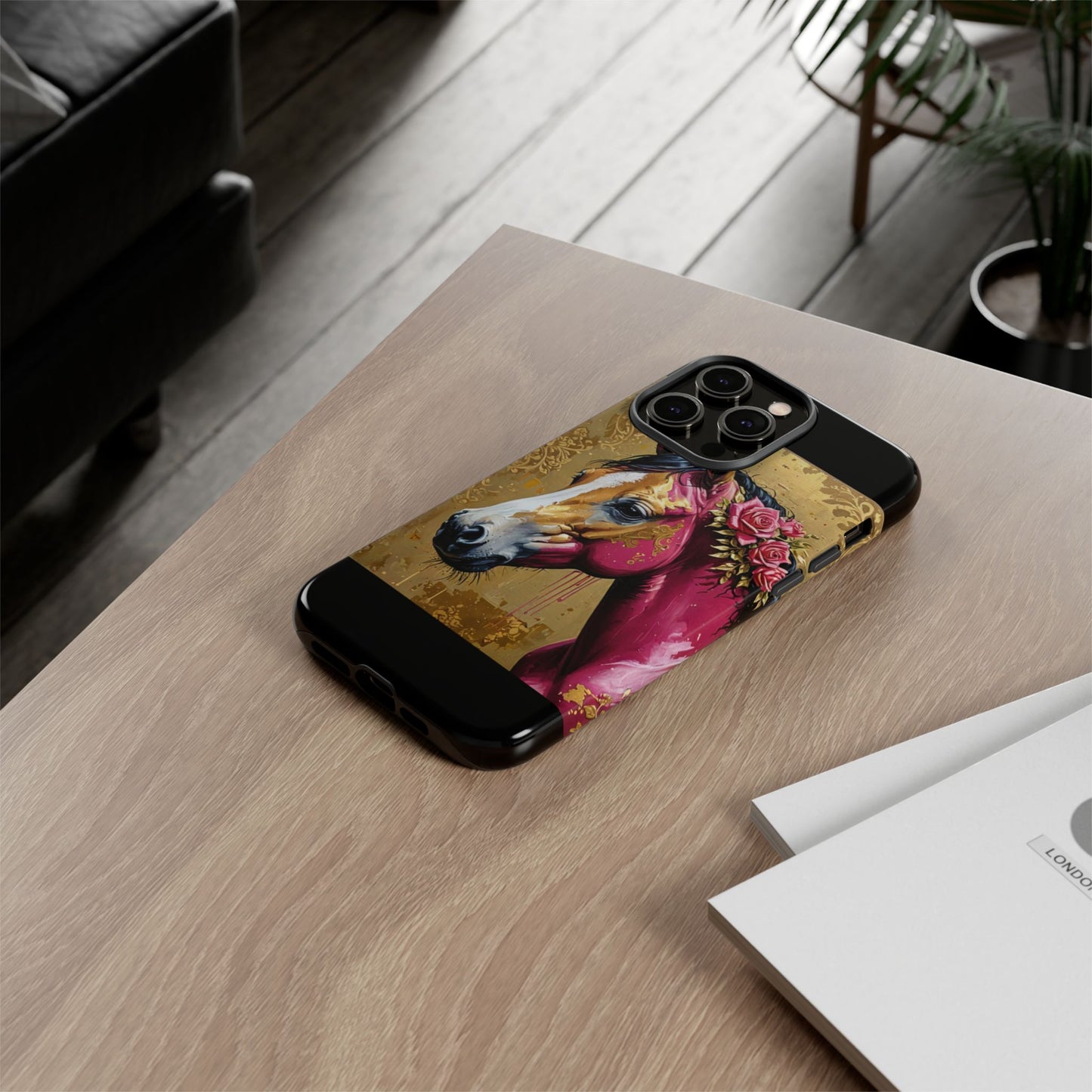 Phone Case - Elegant Horse Damask Design