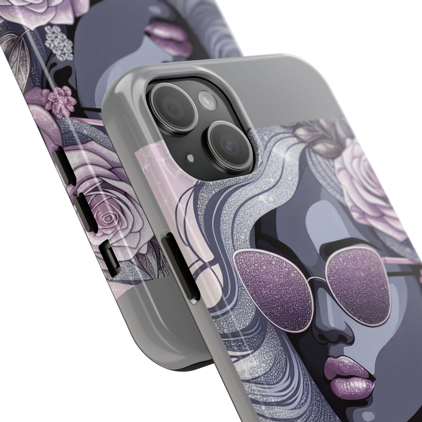 Glamorous Floral Tough Phone Case - Chic Protection for Trendsetters - Lilac & Lavender
