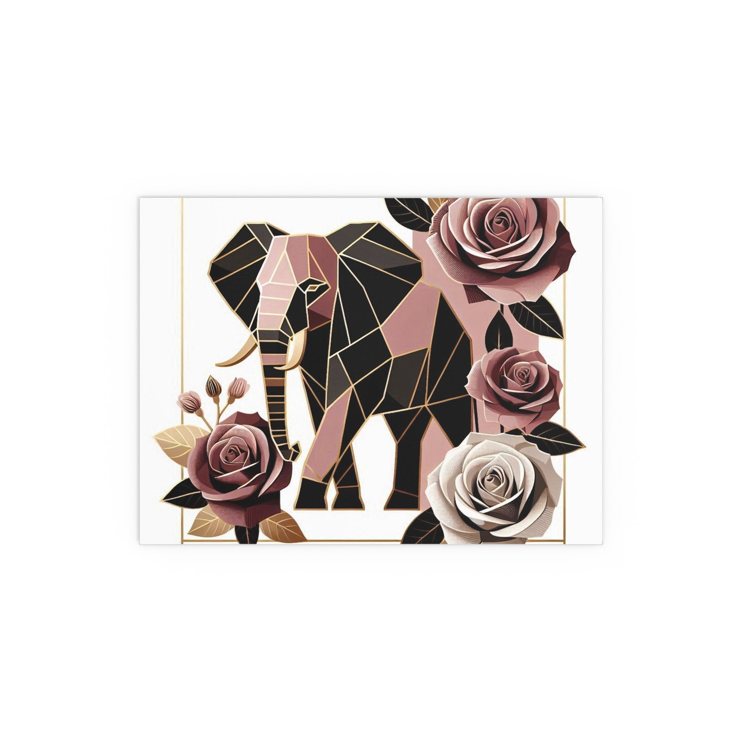Elegant Floral Silk Poster - Indoor/Outdoor Wall Art for Home Decor - Brown & Mauve Elephant & Roses