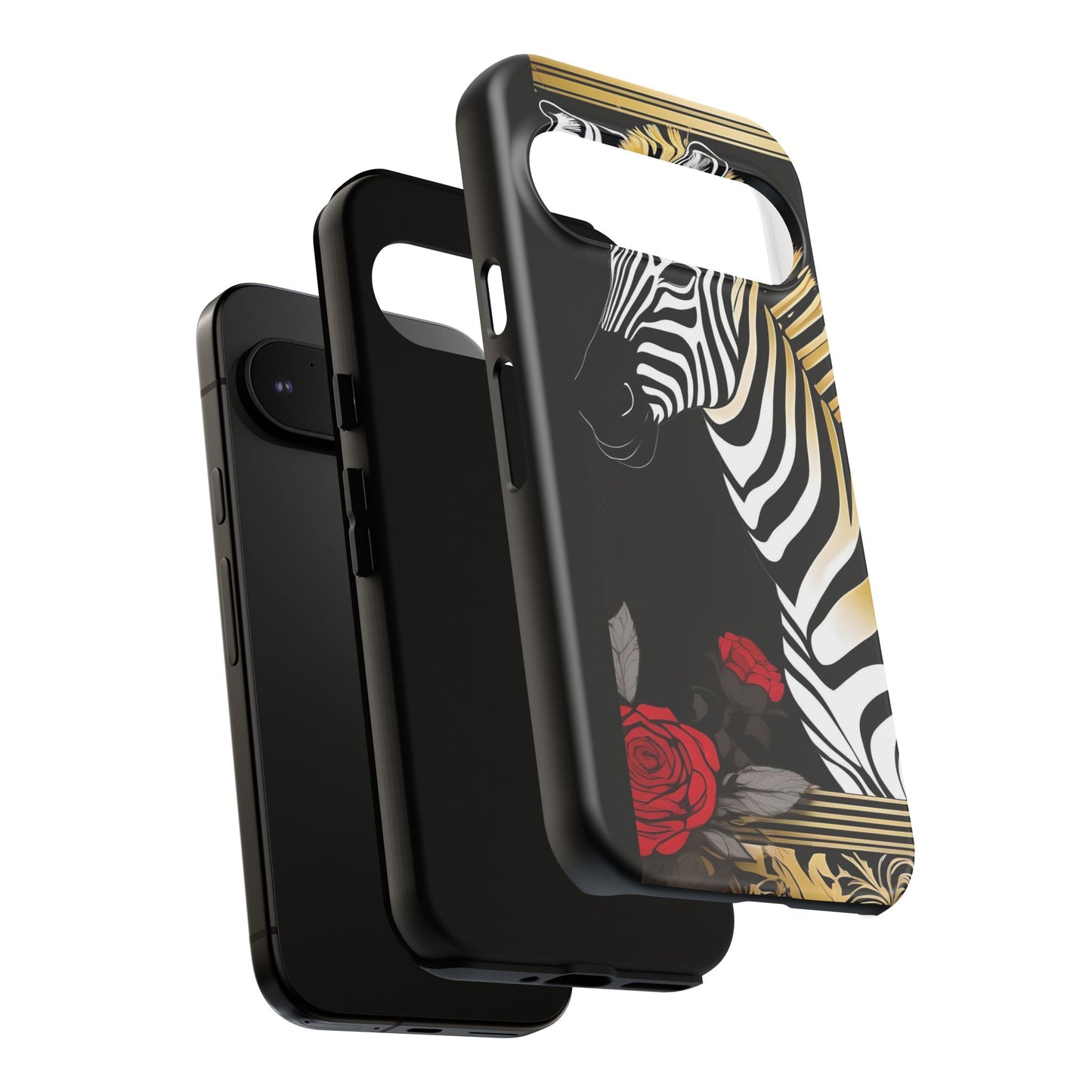 Phone Case - Elegant Zebra & Roses Design
