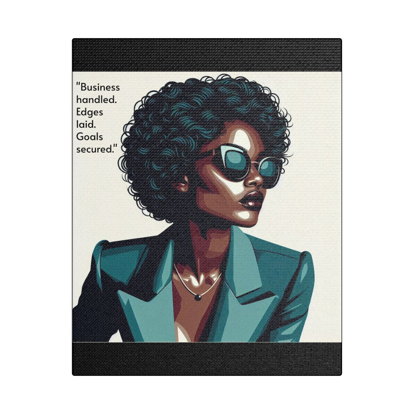 Afro Art Print Canvas, Wall Decor, Satin Stretched Canvas, African American Art, Office Decor, Home Decor - "Business handled."