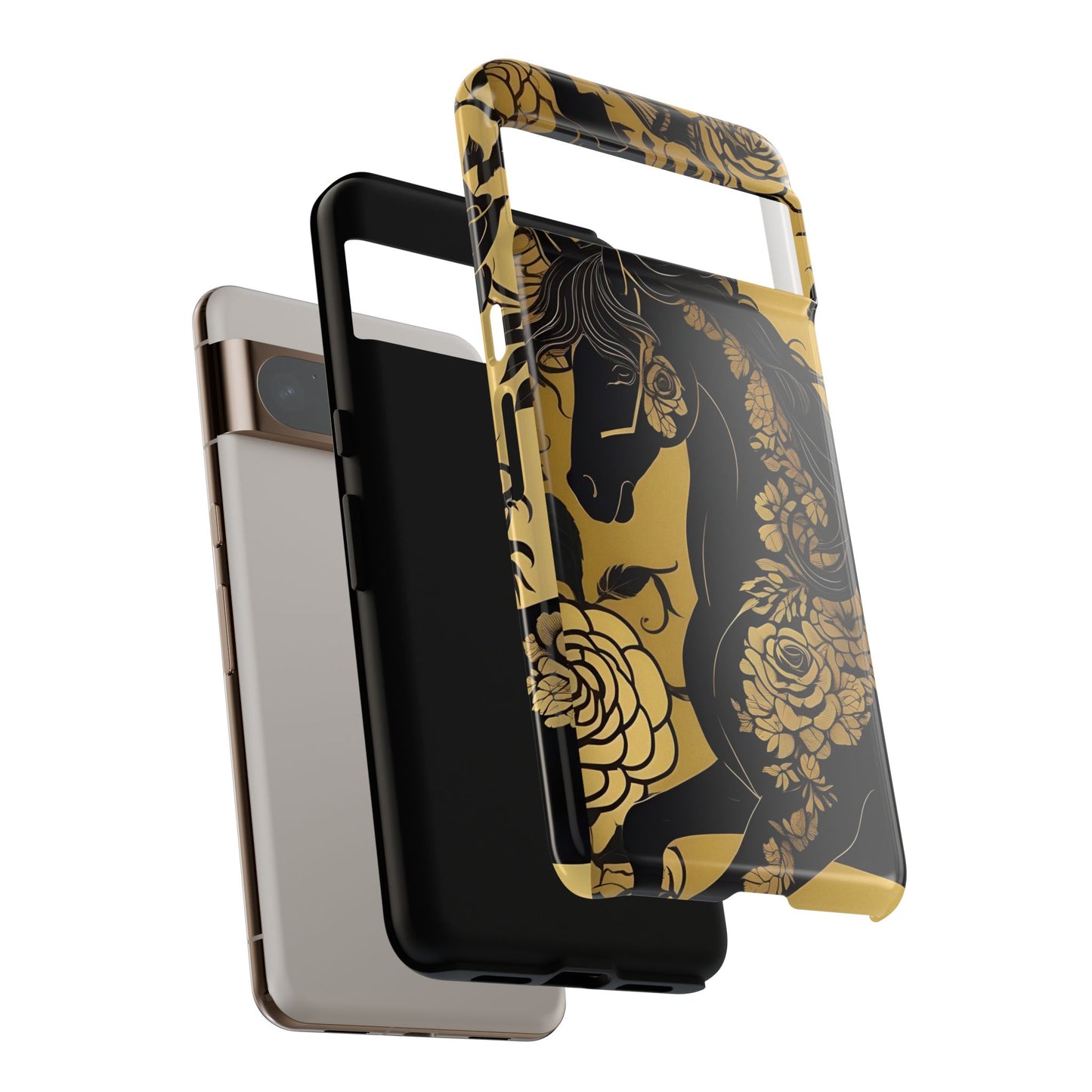 Phone Case - Elegant Horse & Roses Design