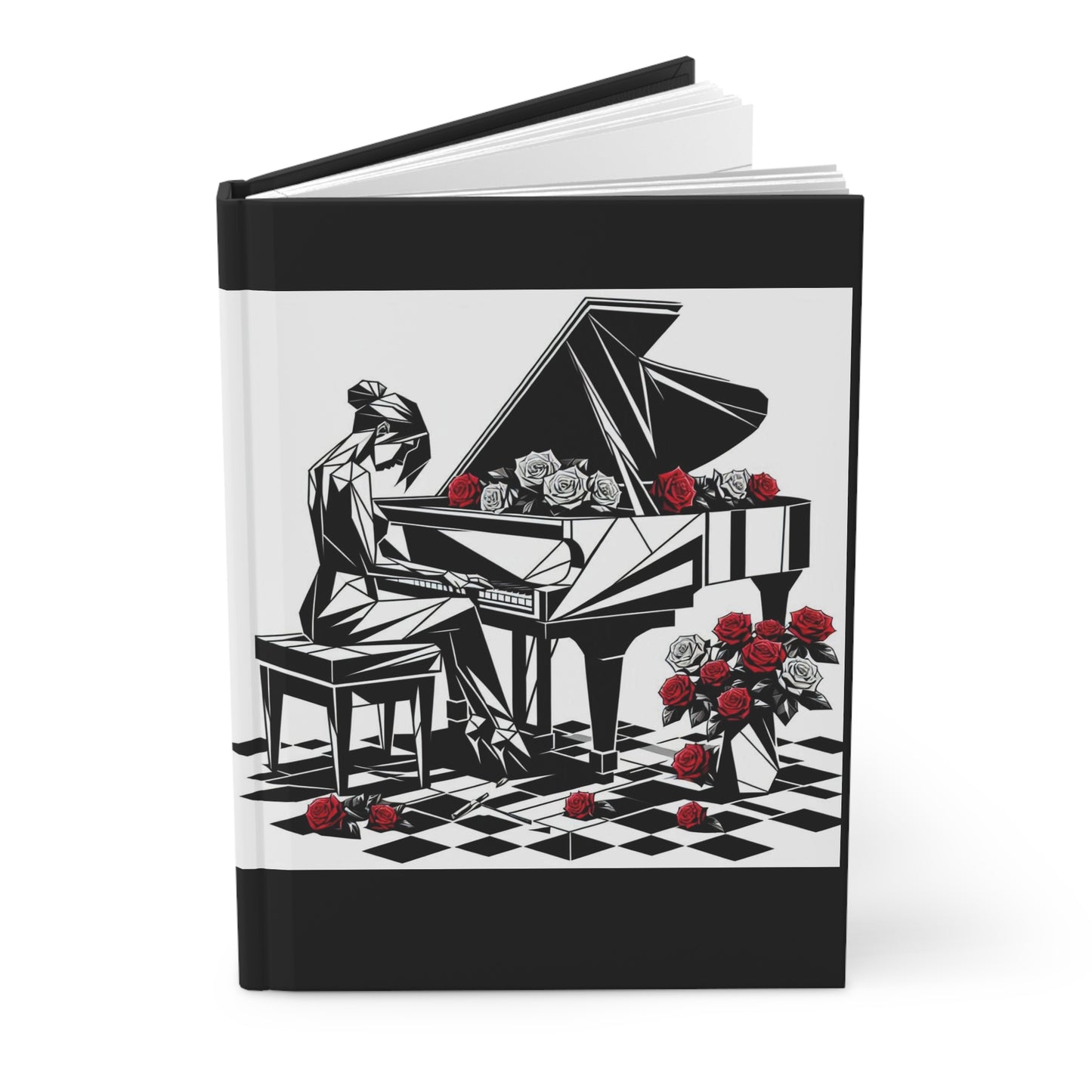 Elegant Piano Rose Hardcover Journal - Perfect for Musicians & Art Lovers