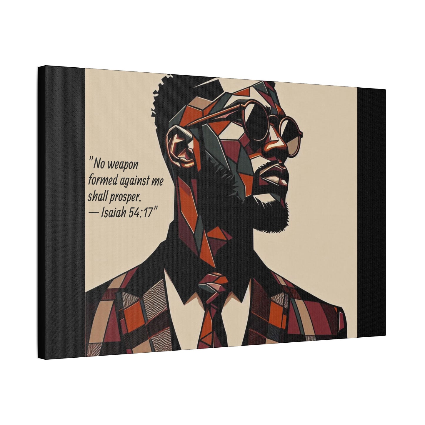 Afro Art Print Canvas, Wall Decor, Satin Stretched Canvas, African American Art, Office Decor, Home Decor - Isaiah 54:17
