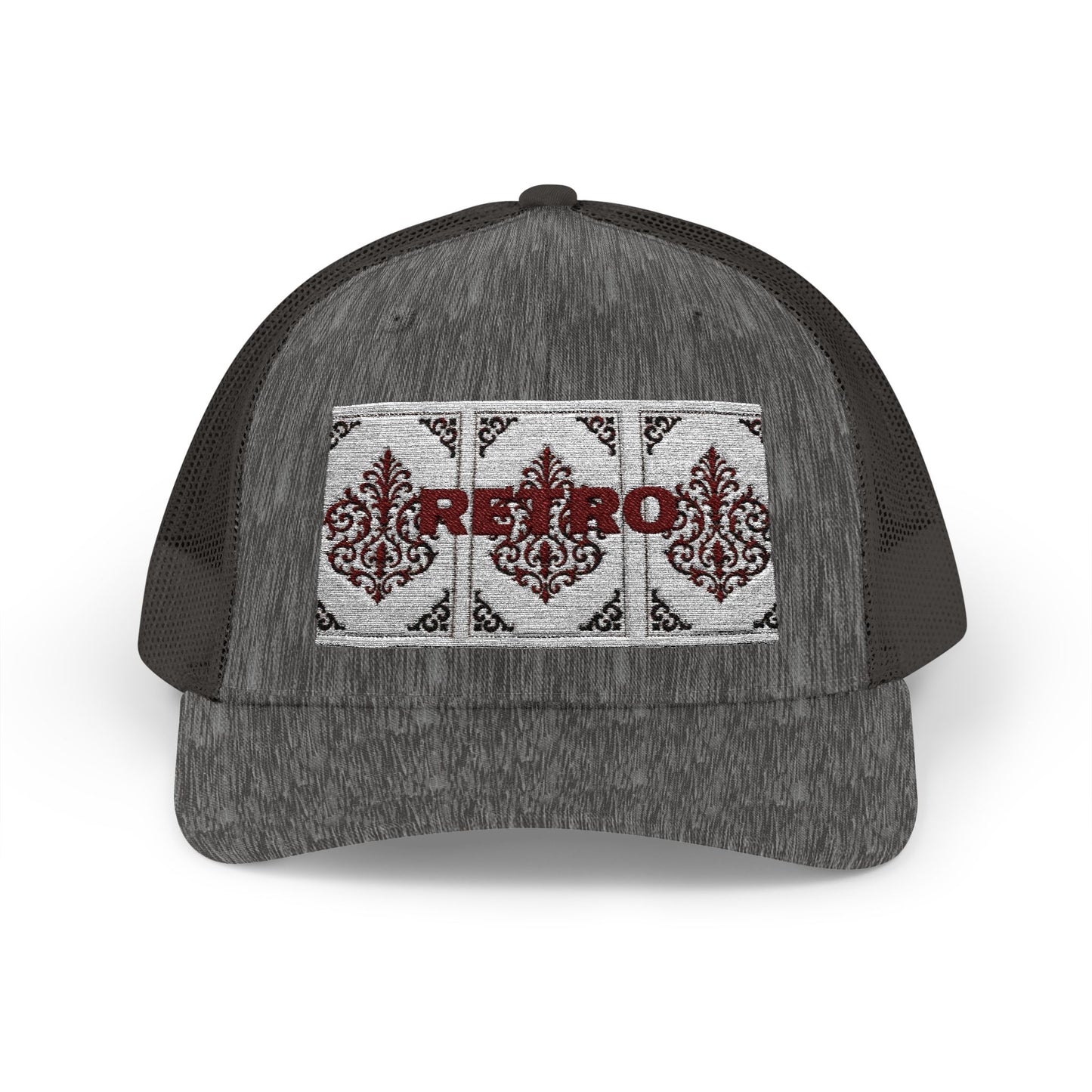 Retro Baroque Trucker Cap — Almond Beige & Brown Snapback